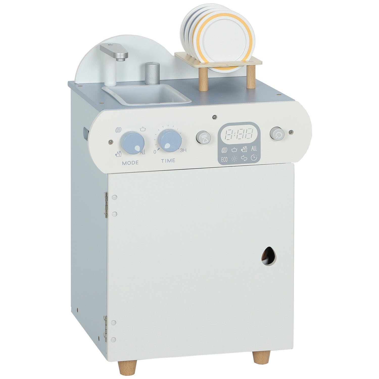 Lekköksset för barn, diskmaskin i trä, 32 tillbehör, MDF