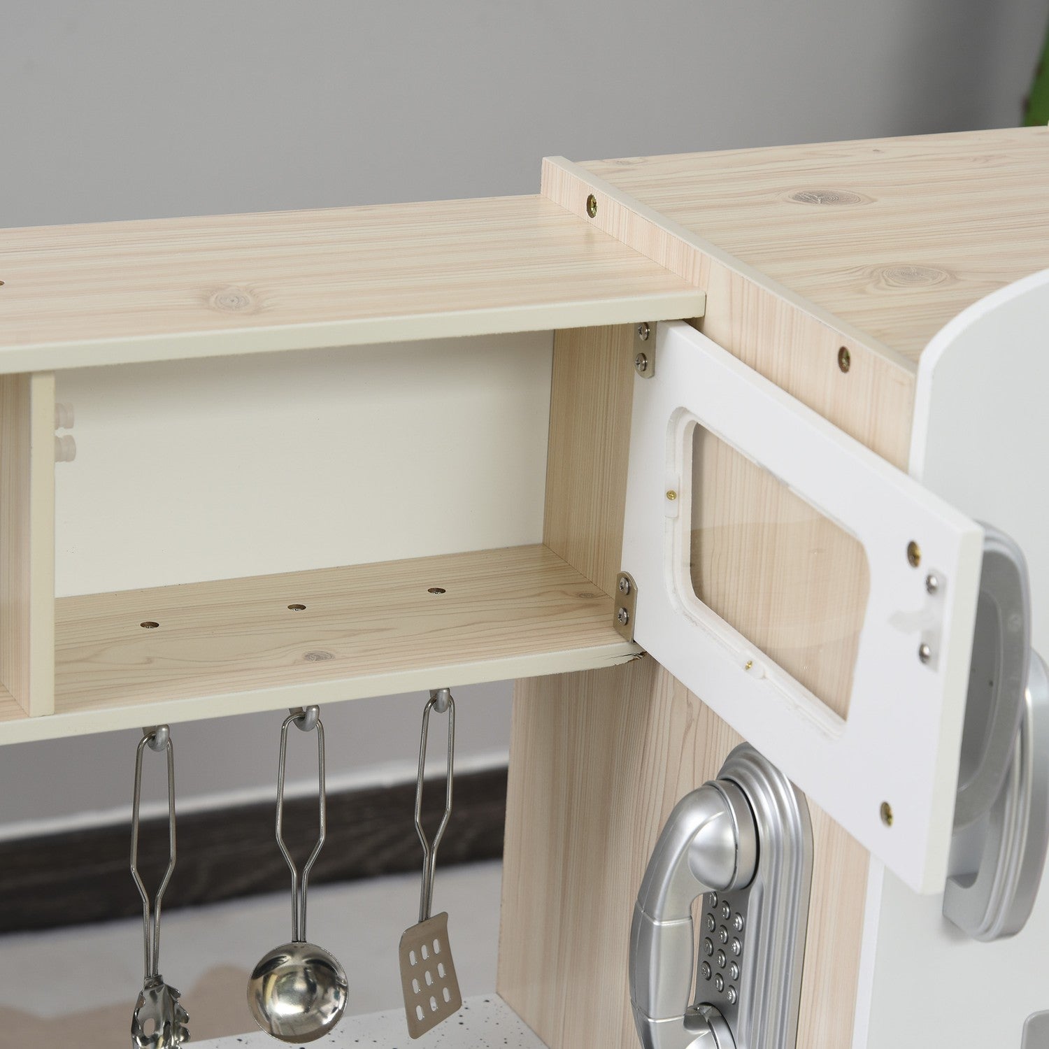 Speelgoedkeuken met accessoires, Grenenhout & MDF, 3 jaar+, Wit
