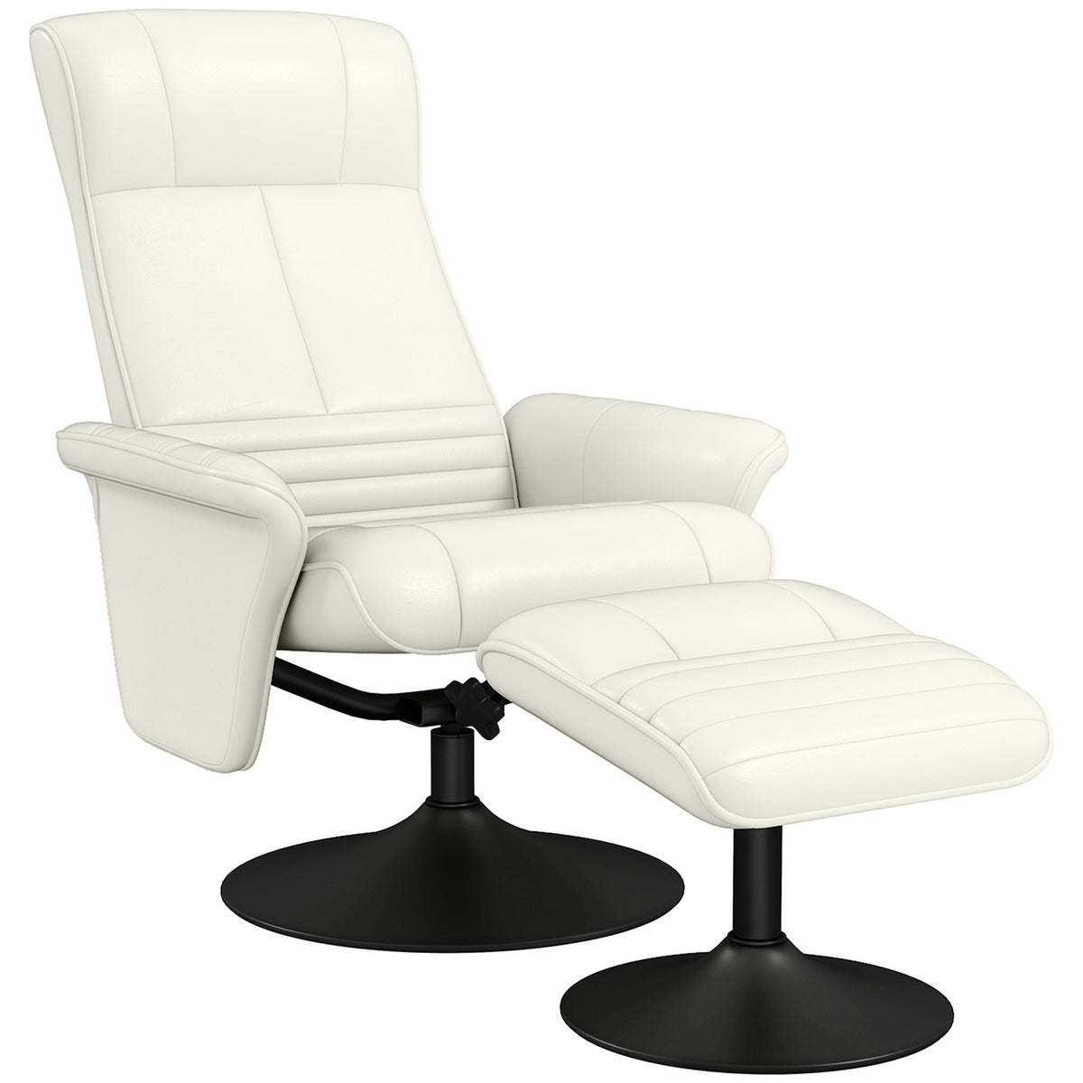 Liggende microvezel TV-fauteuil met hocker, crèmewit