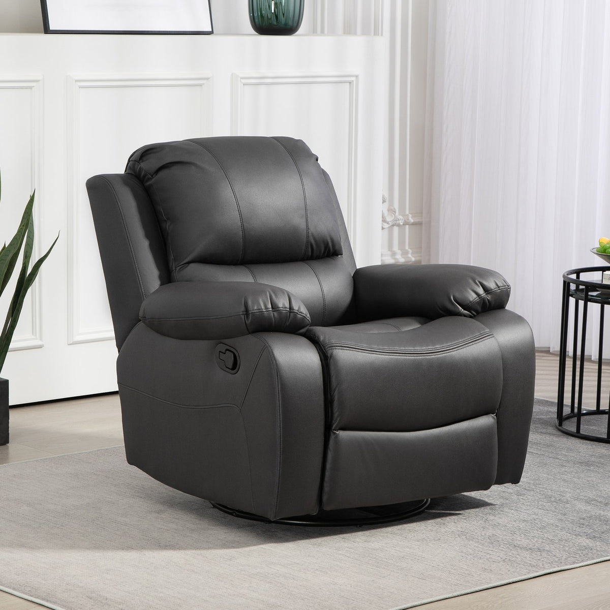 Draaibare relaxfauteuil met voetenbank, zwart