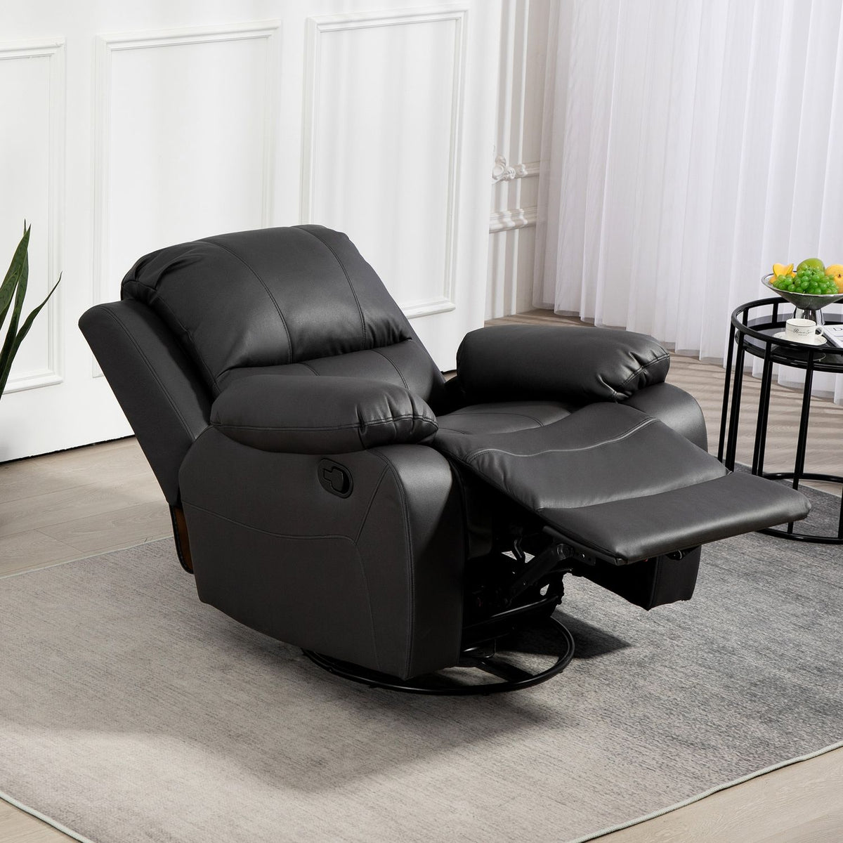 Draaibare relaxfauteuil met voetenbank, zwart