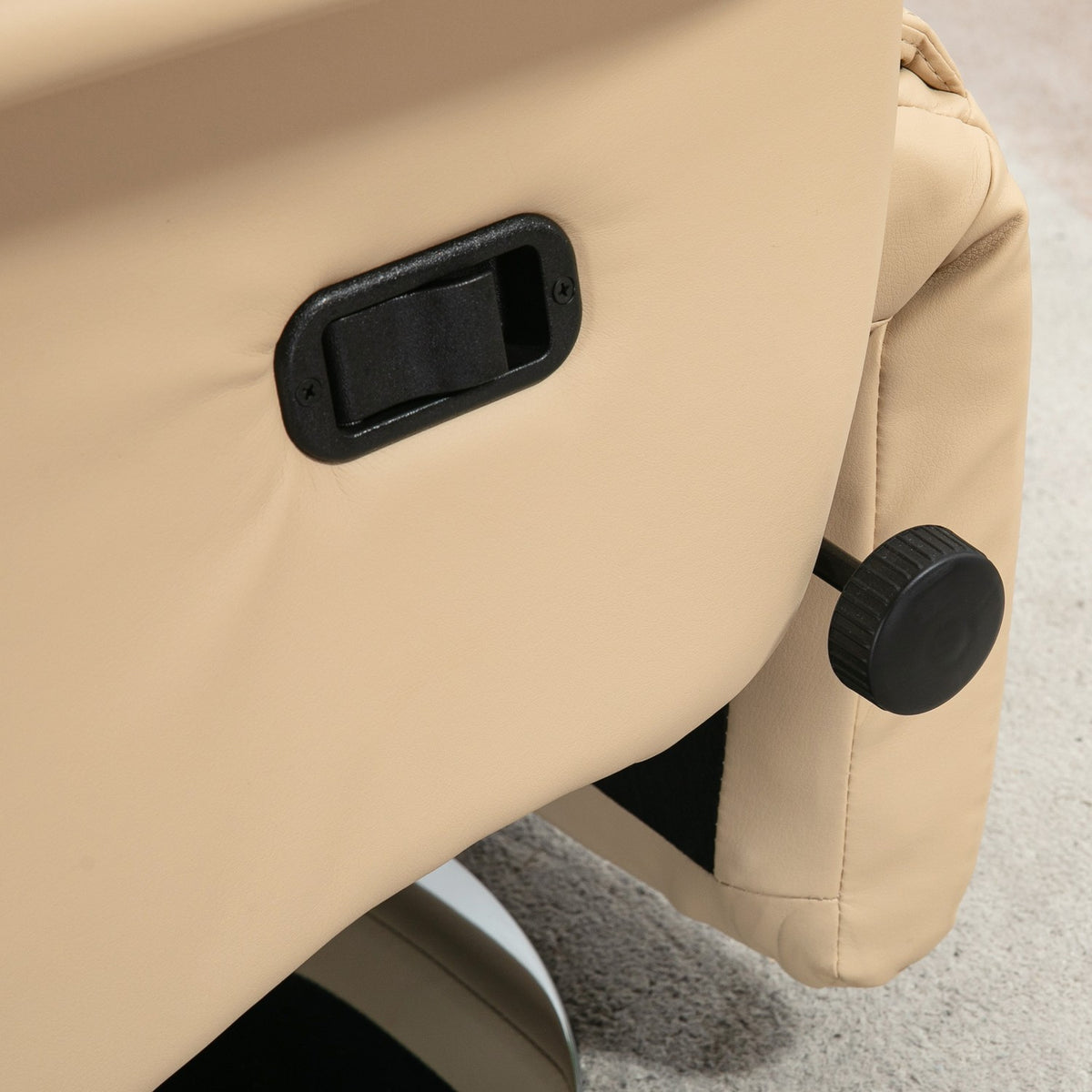Ligstoel, kunstleer, 360° draaibaar, beige