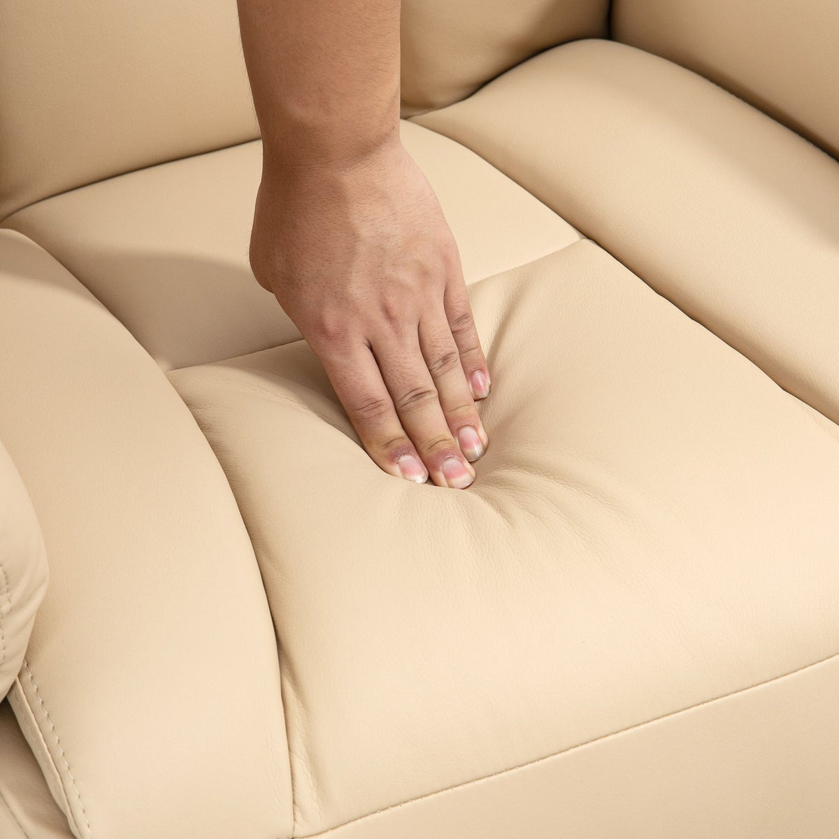 Ligstoel, kunstleer, 360° draaibaar, beige