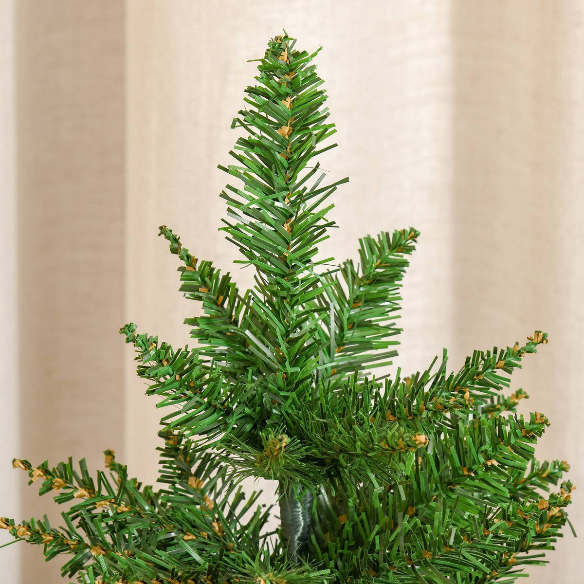 Kleine kunstmatige kerstboom van 60 cm voor op tafel, linnen voet