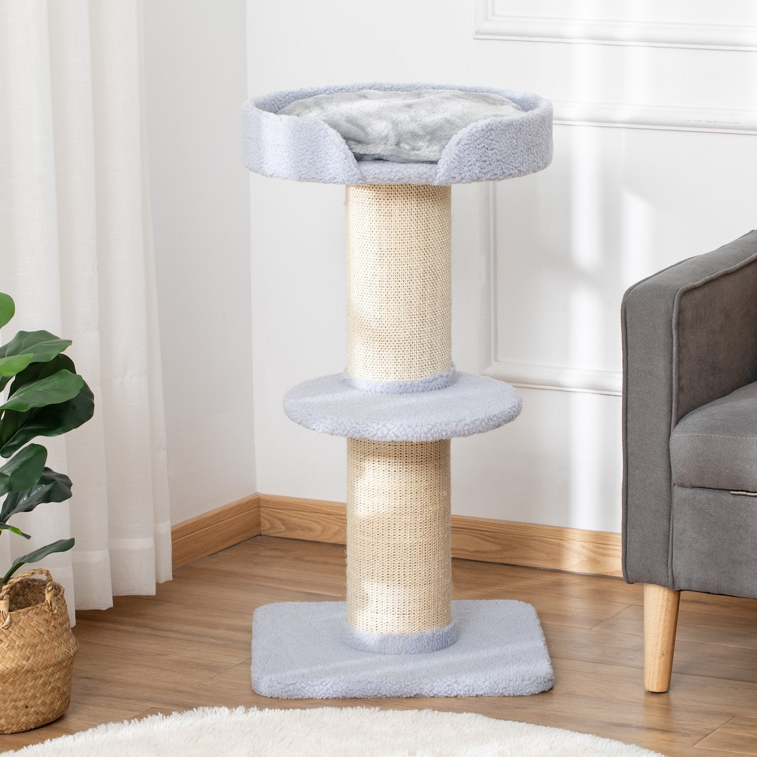 Albero per gatti in sisal azzurro, 91cm, capacità 30kg