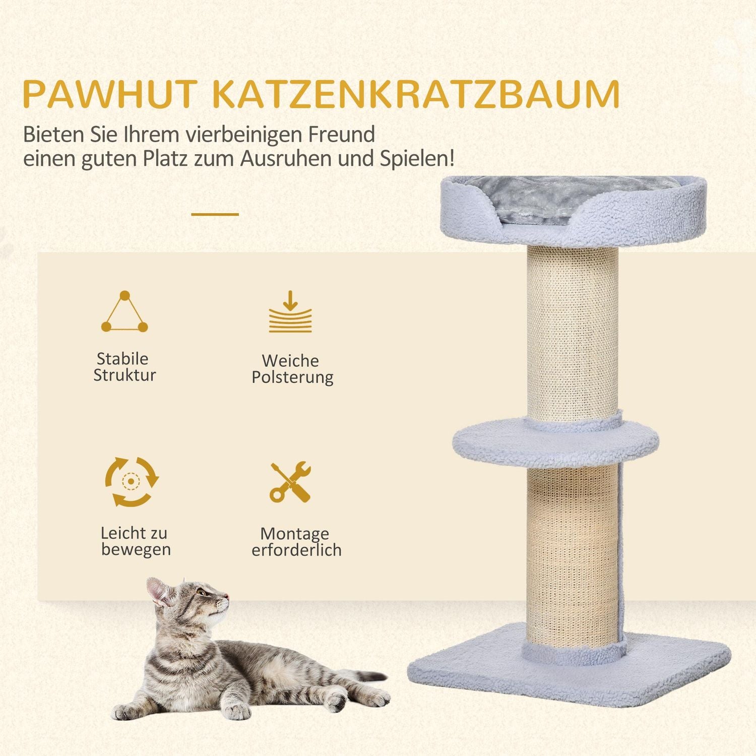 Albero per gatti in sisal azzurro, 91cm, capacità 30kg