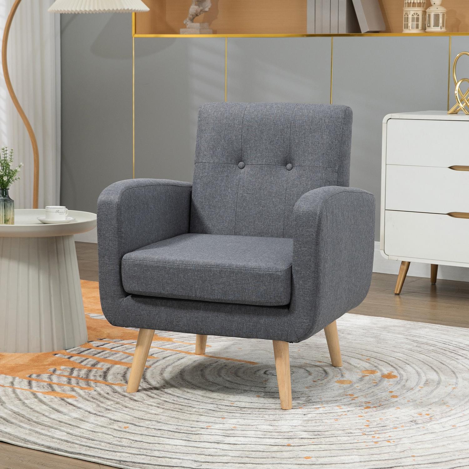 Lichtgrijze gestoffeerde fauteuil voor de woonkamer