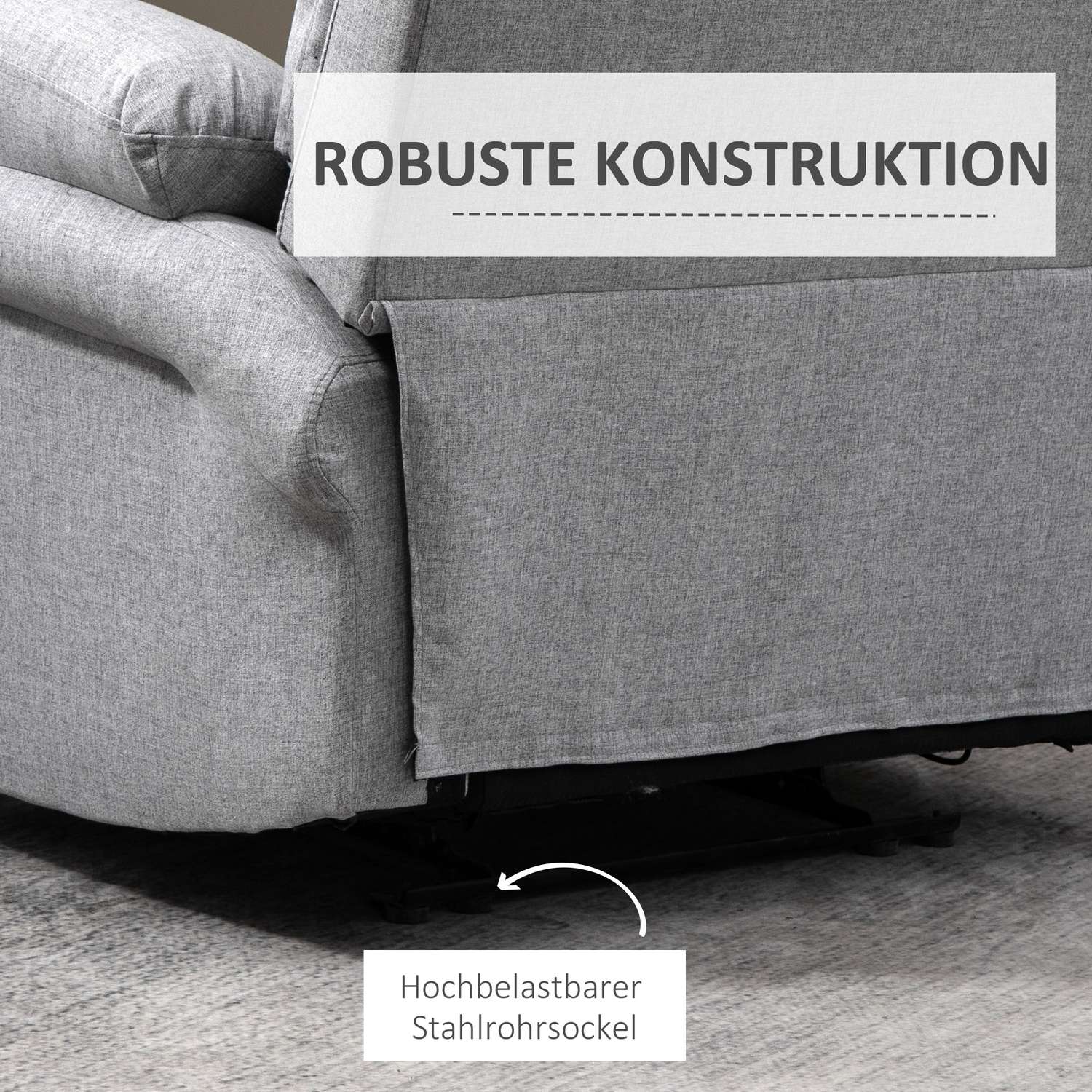 Lichtgrijze relaxstoel met 165° verstelbare rugleuning en inklapbare voetensteun