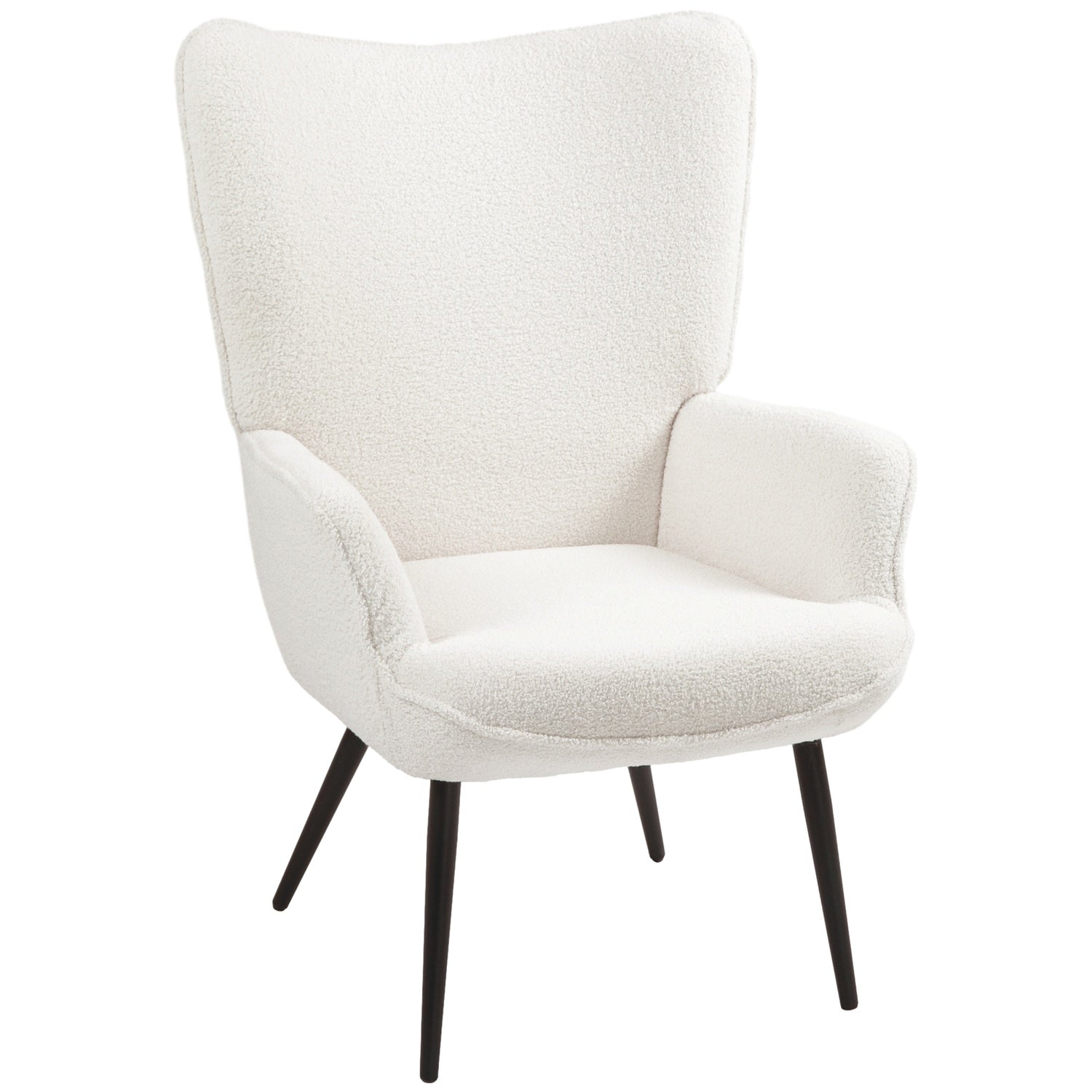 Lounge Wing Chair, gestoffeerd met armleuningen, crèmewit