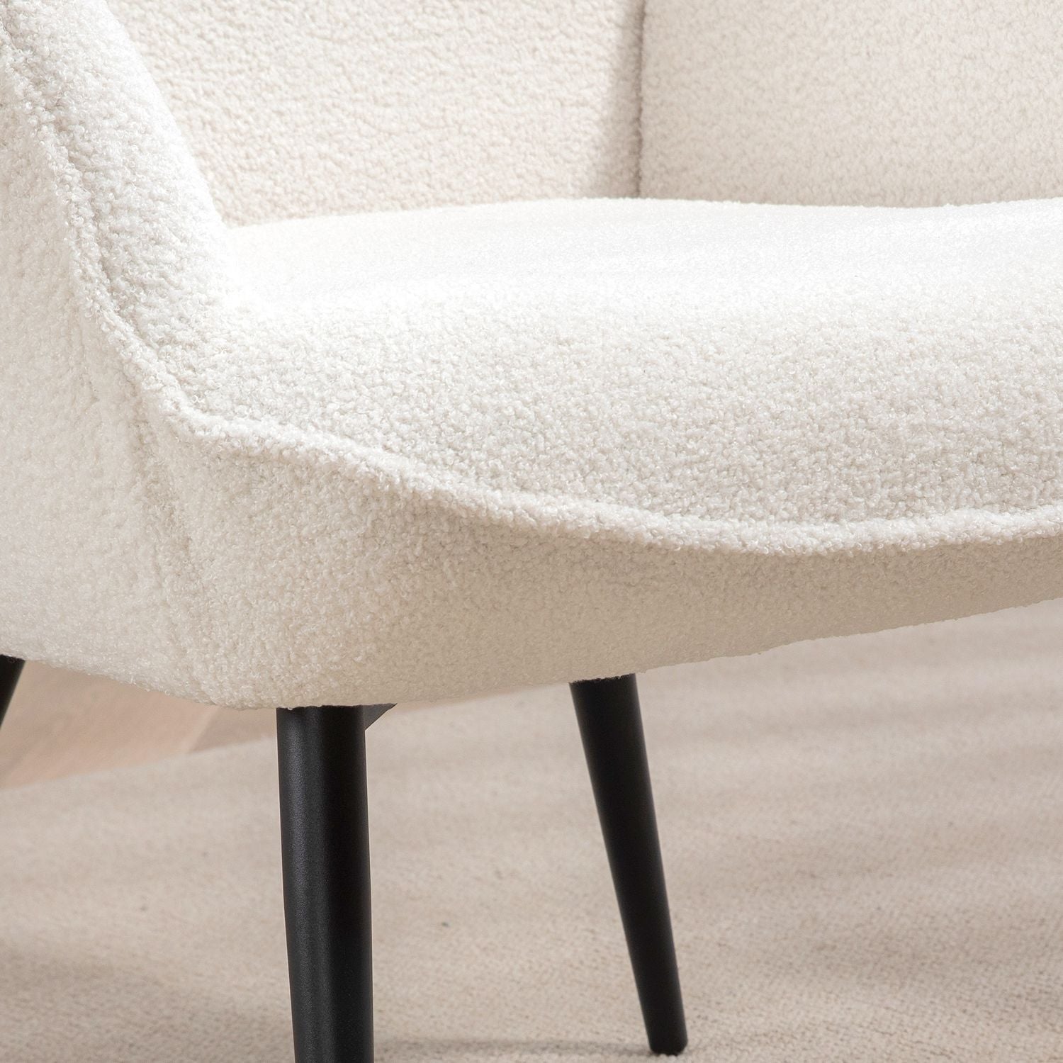 Lounge Wing Chair, gestoffeerd met armleuningen, crèmewit