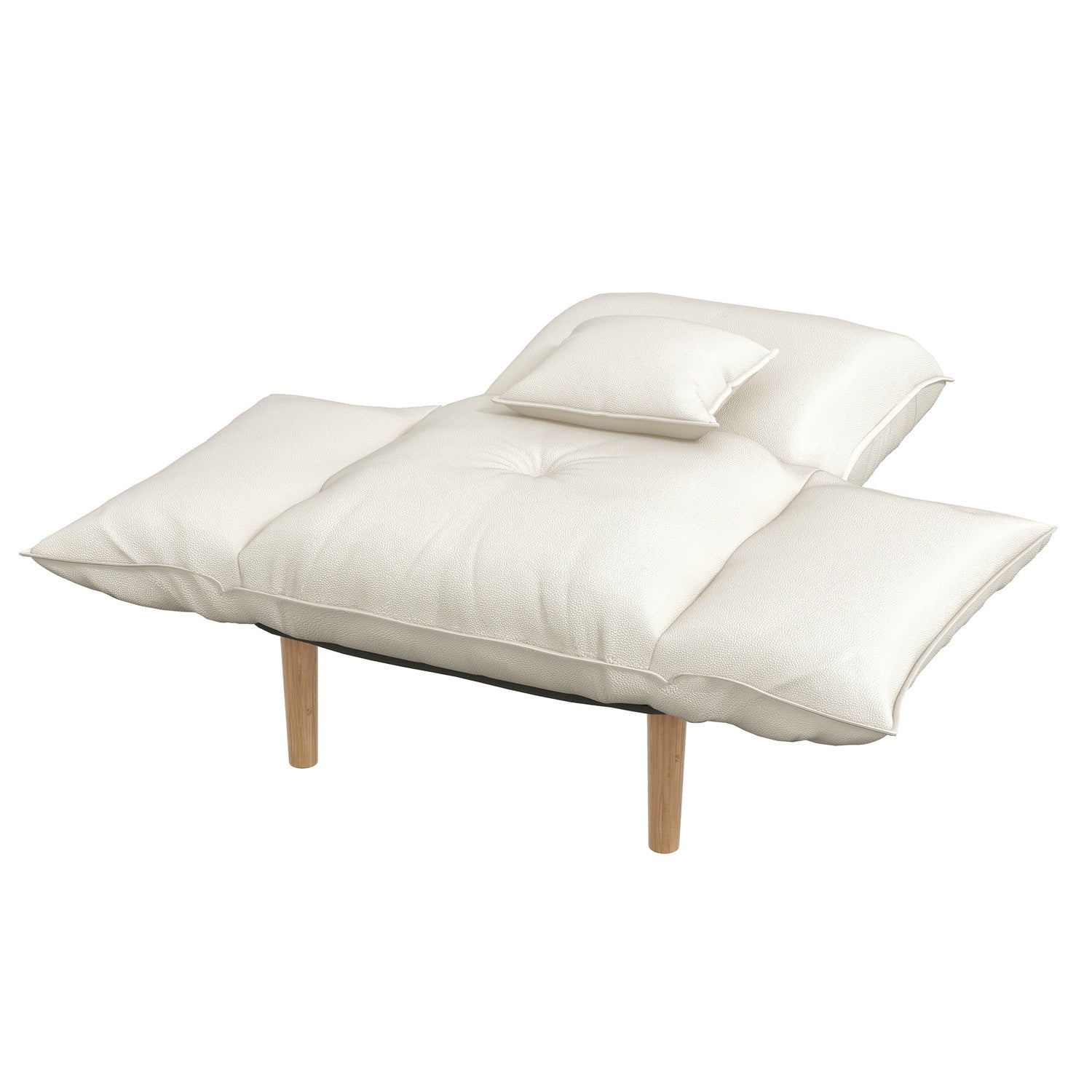 Loungestoel met kussens, verstelbaar en crèmekleurige microvezel