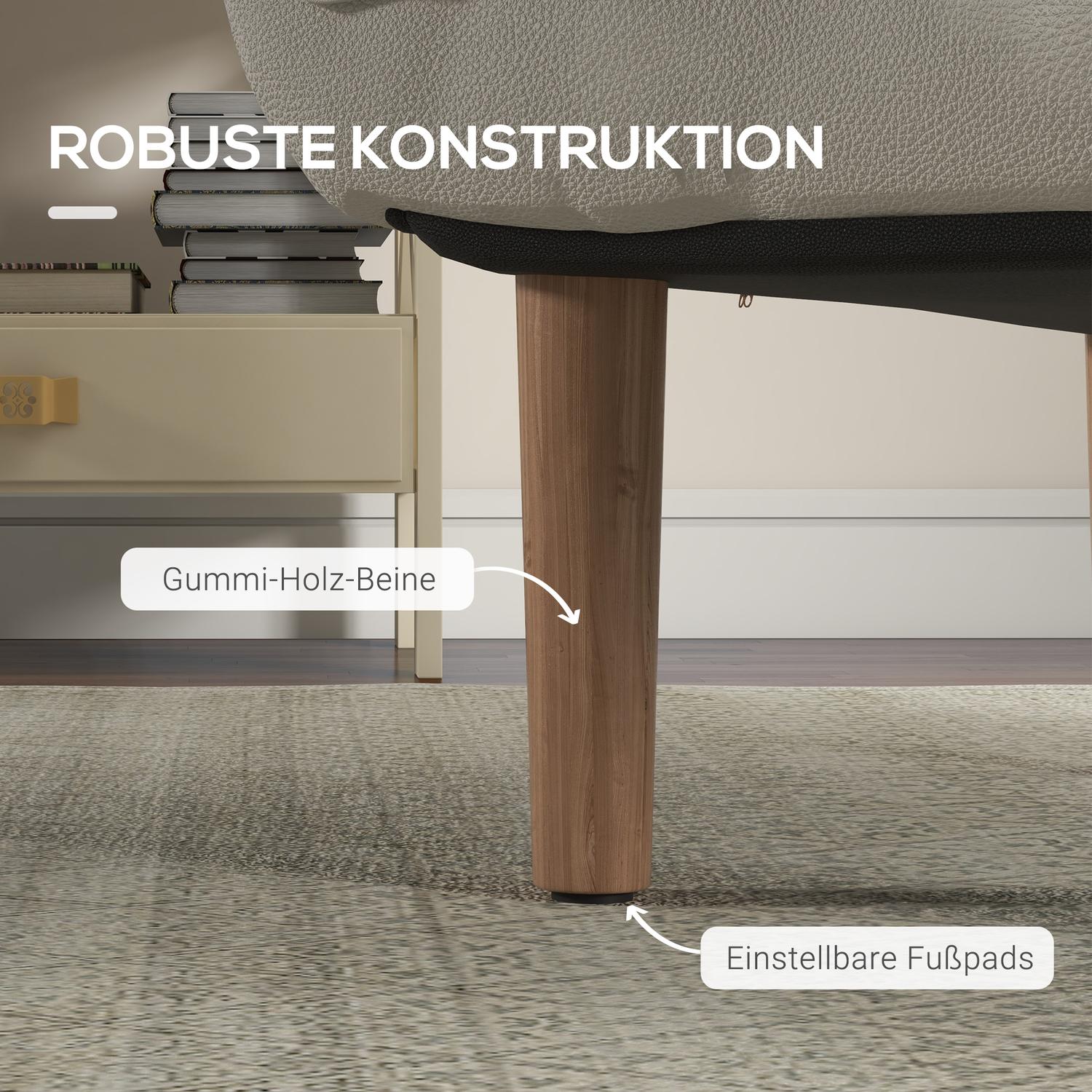 Loungestoel met kussens, verstelbaar en crèmekleurige microvezel