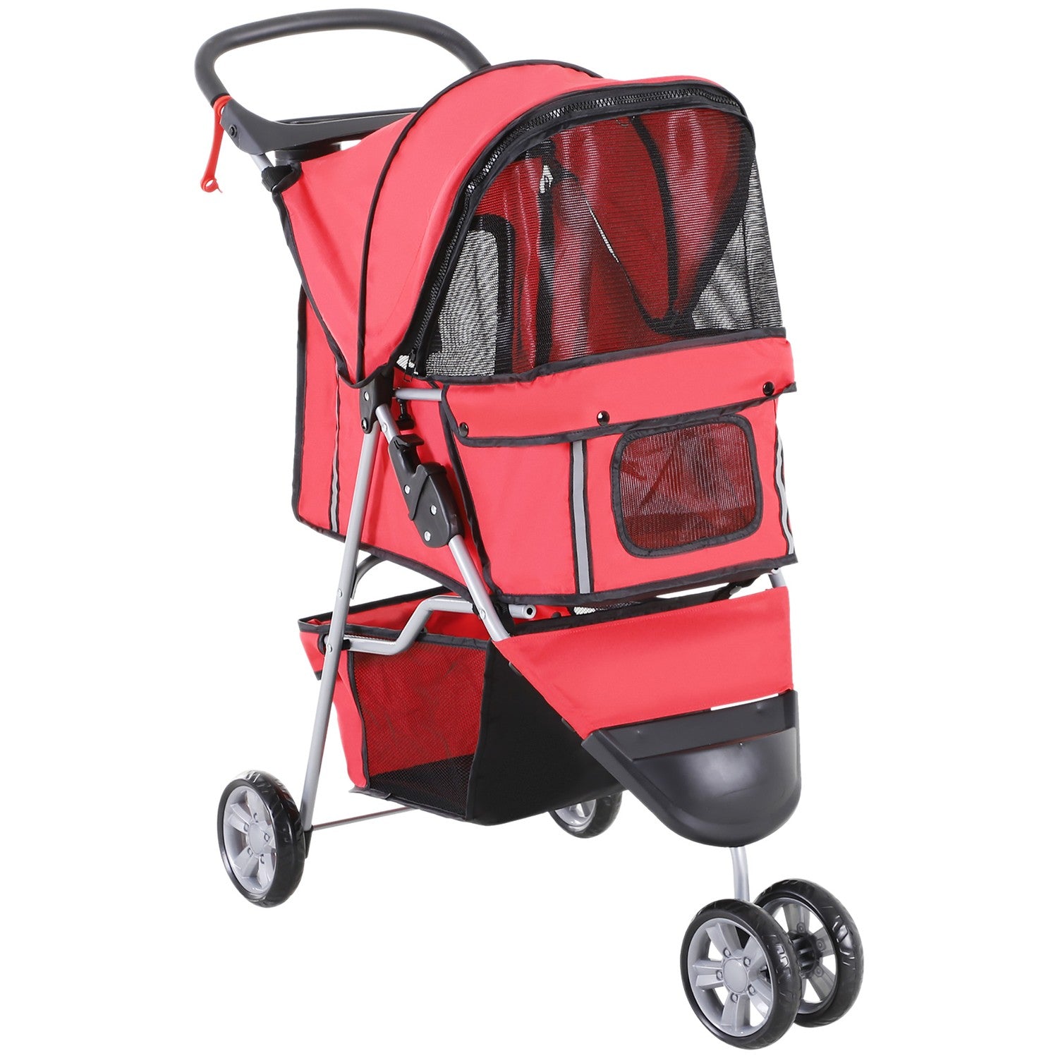 Licht inklapbare honden- en kattenbuggy – Rood