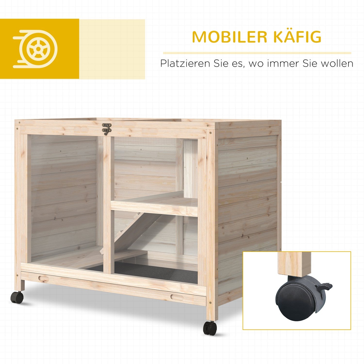 Gabbia per porcellini d'India 91,5x53,3x73 cm, legno di abete resistente all'inverno