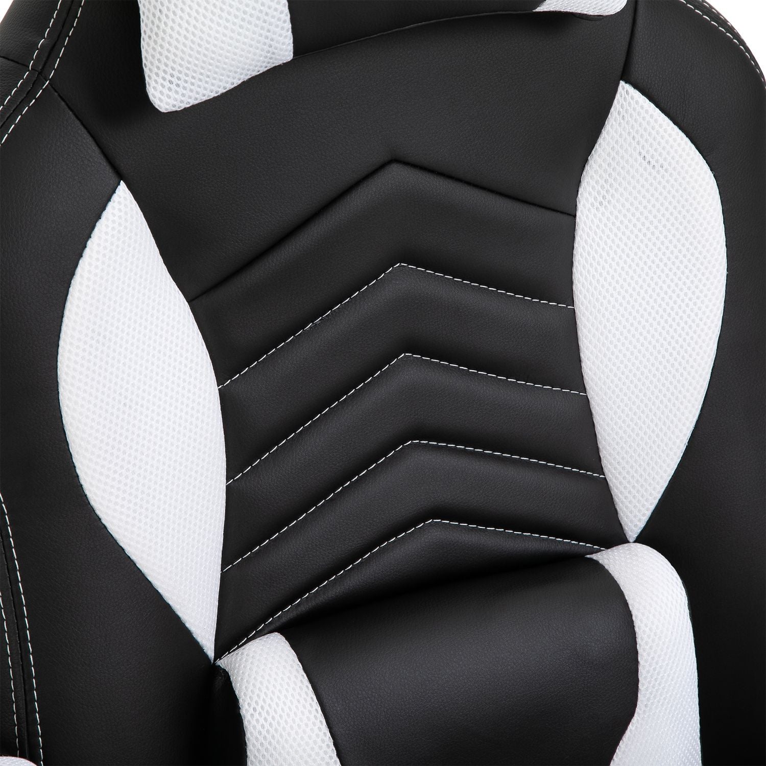 Massage Gaming Bureaustoel met Warmte & Vibratie, Zwart/Wit