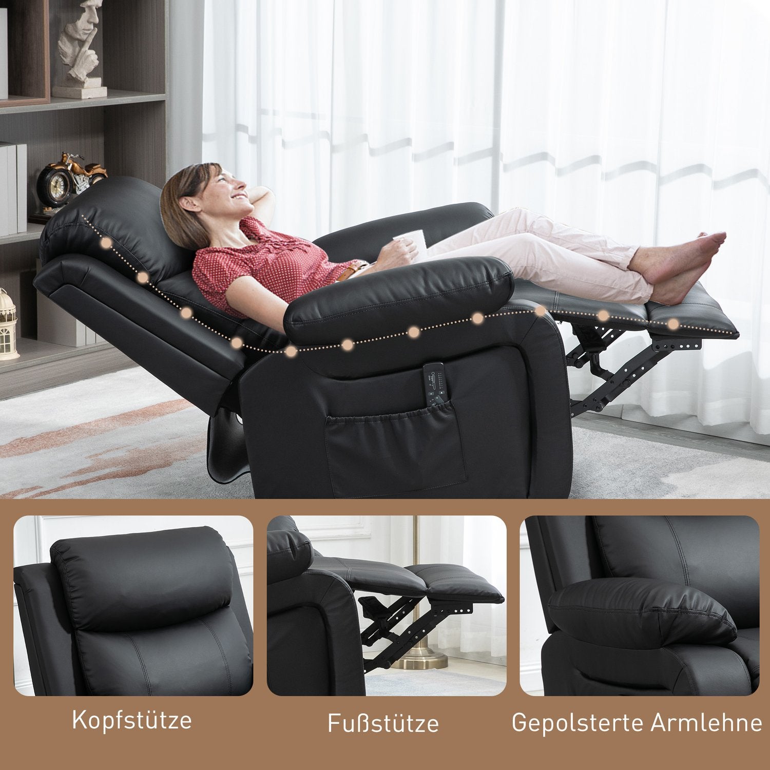 Massagestoel met schommelende 8-puntsvibratie