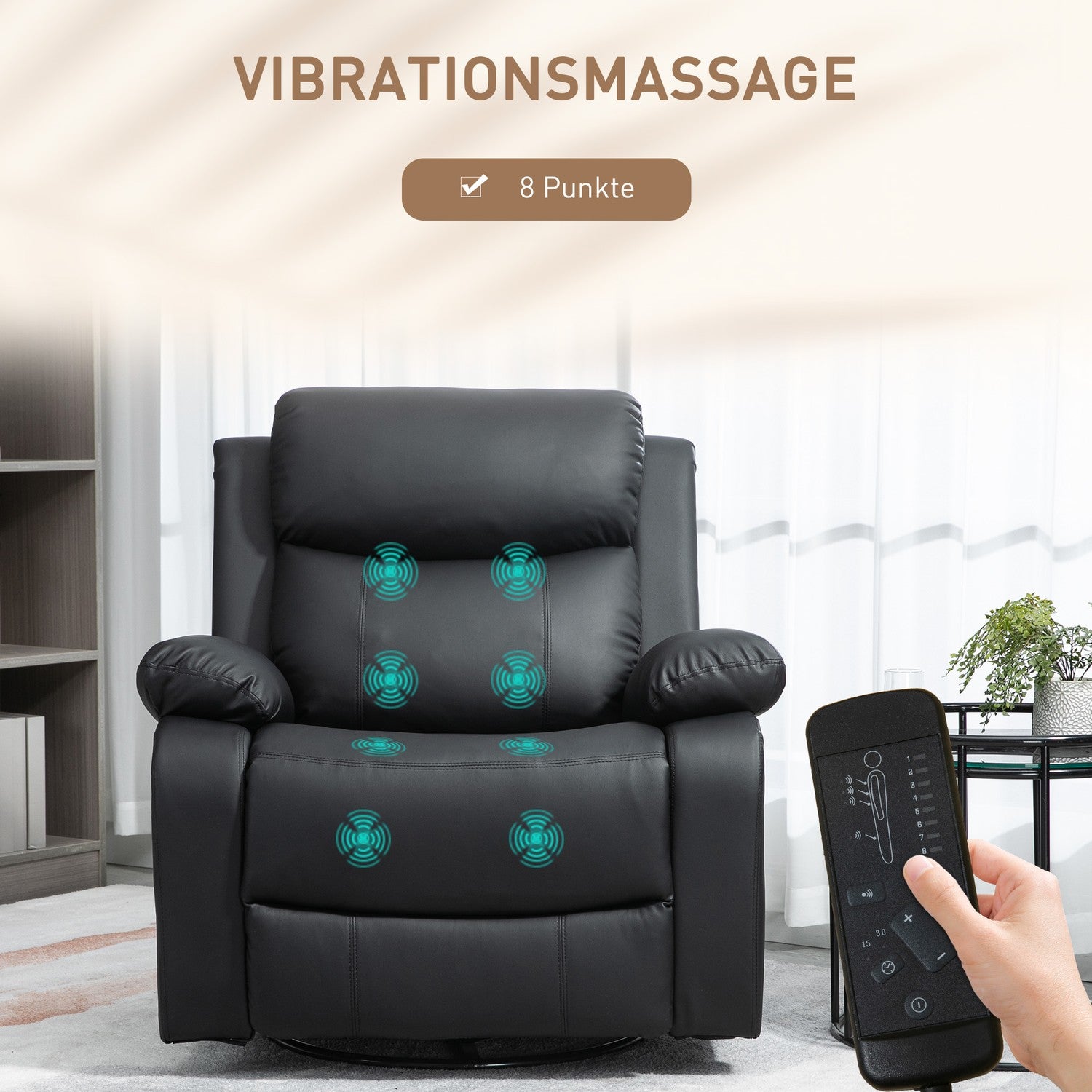 Massagestoel met schommelende 8-puntsvibratie