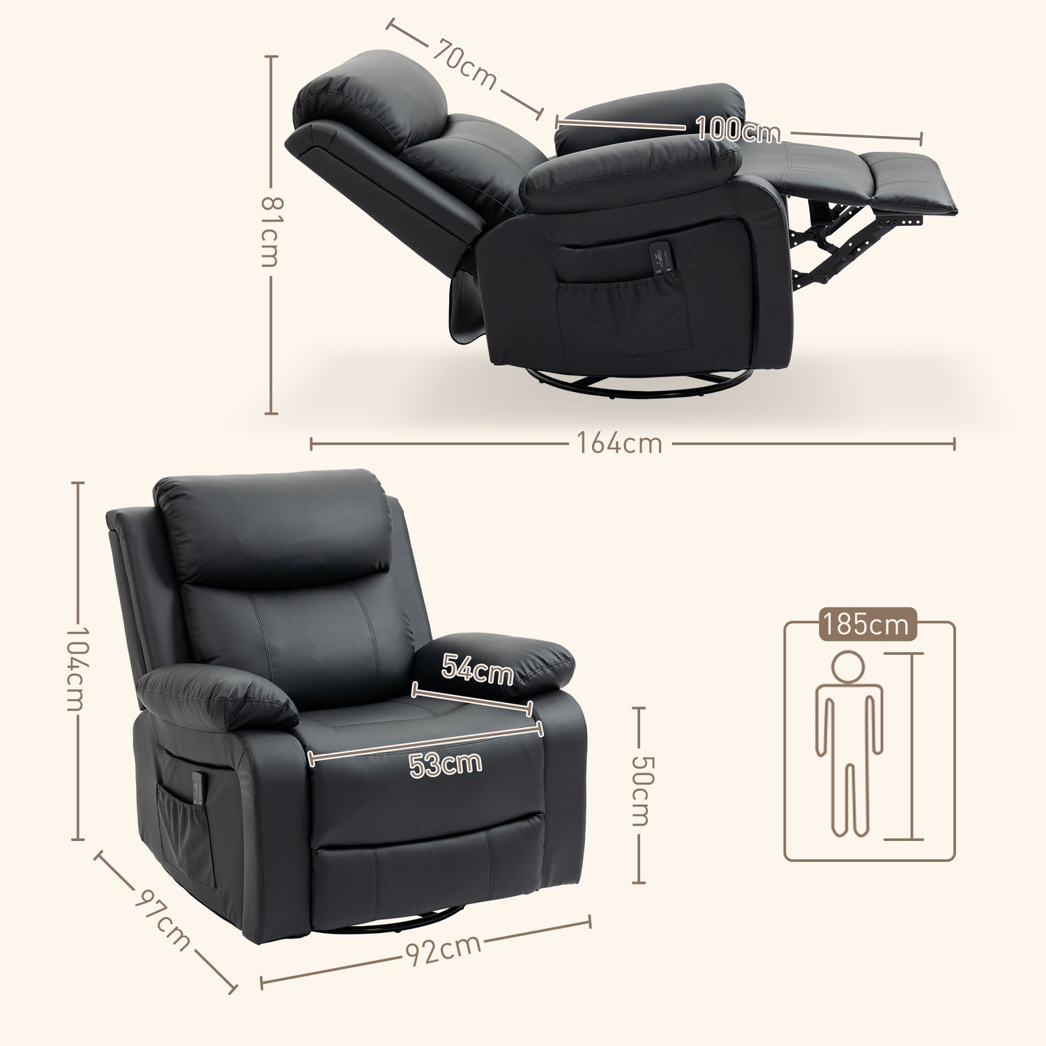 Massagestoel met schommelende 8-puntsvibratie