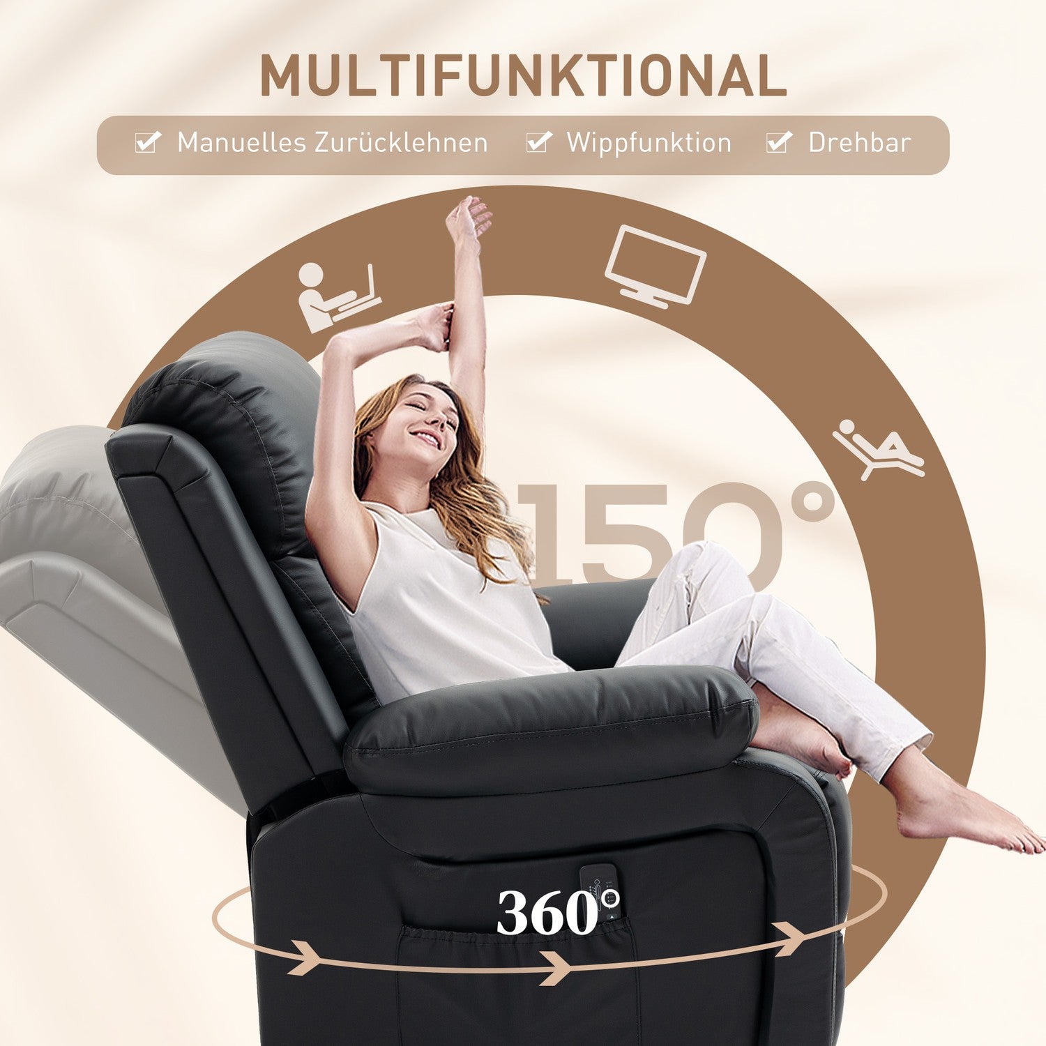 Massagestoel met schommelende 8-puntsvibratie