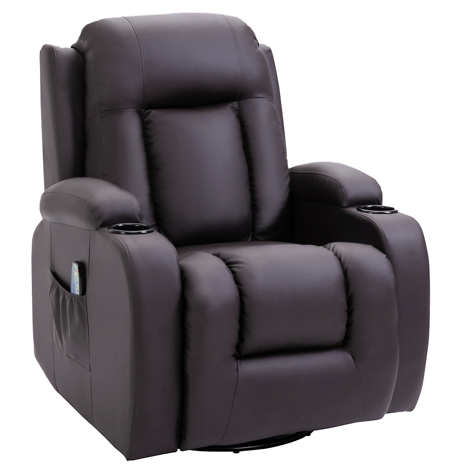Massagestoel met Warmte en Ligfunctie, Bekerhouders, Bruin