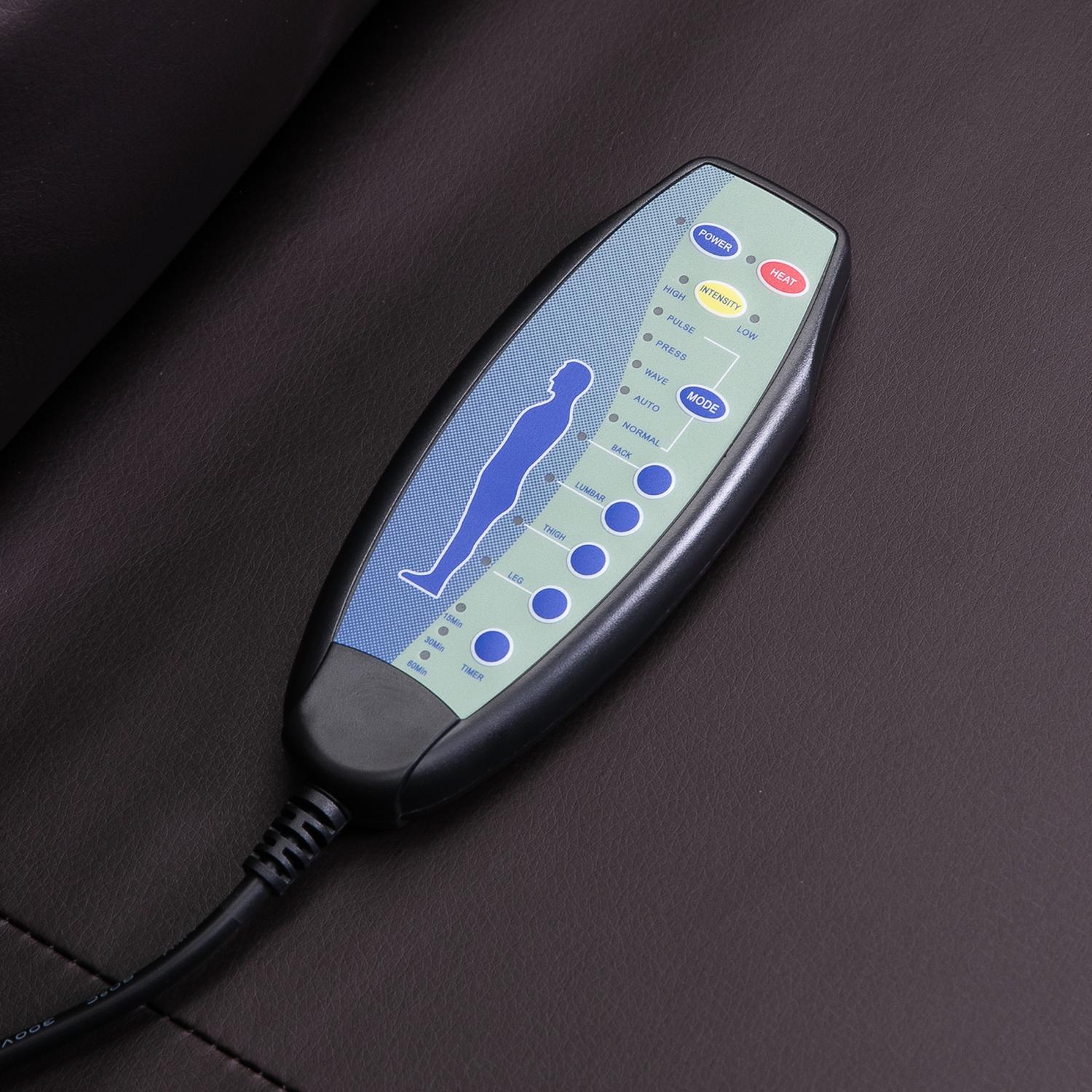 Massagestoel met Warmte en Ligfunctie, Bekerhouders, Bruin