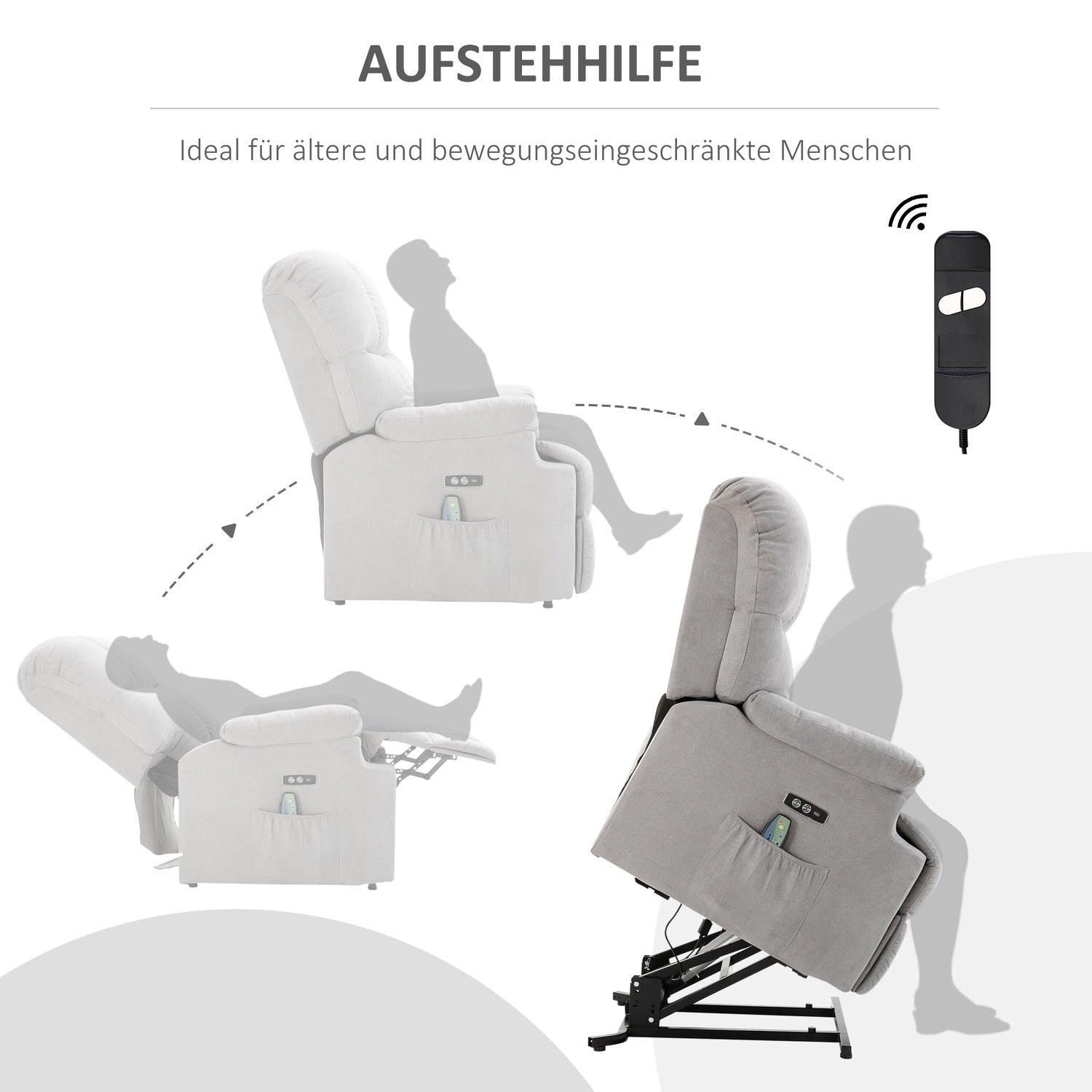 Massagestoel met sta-opondersteuning, verstelbaar, USB-afstandsbediening