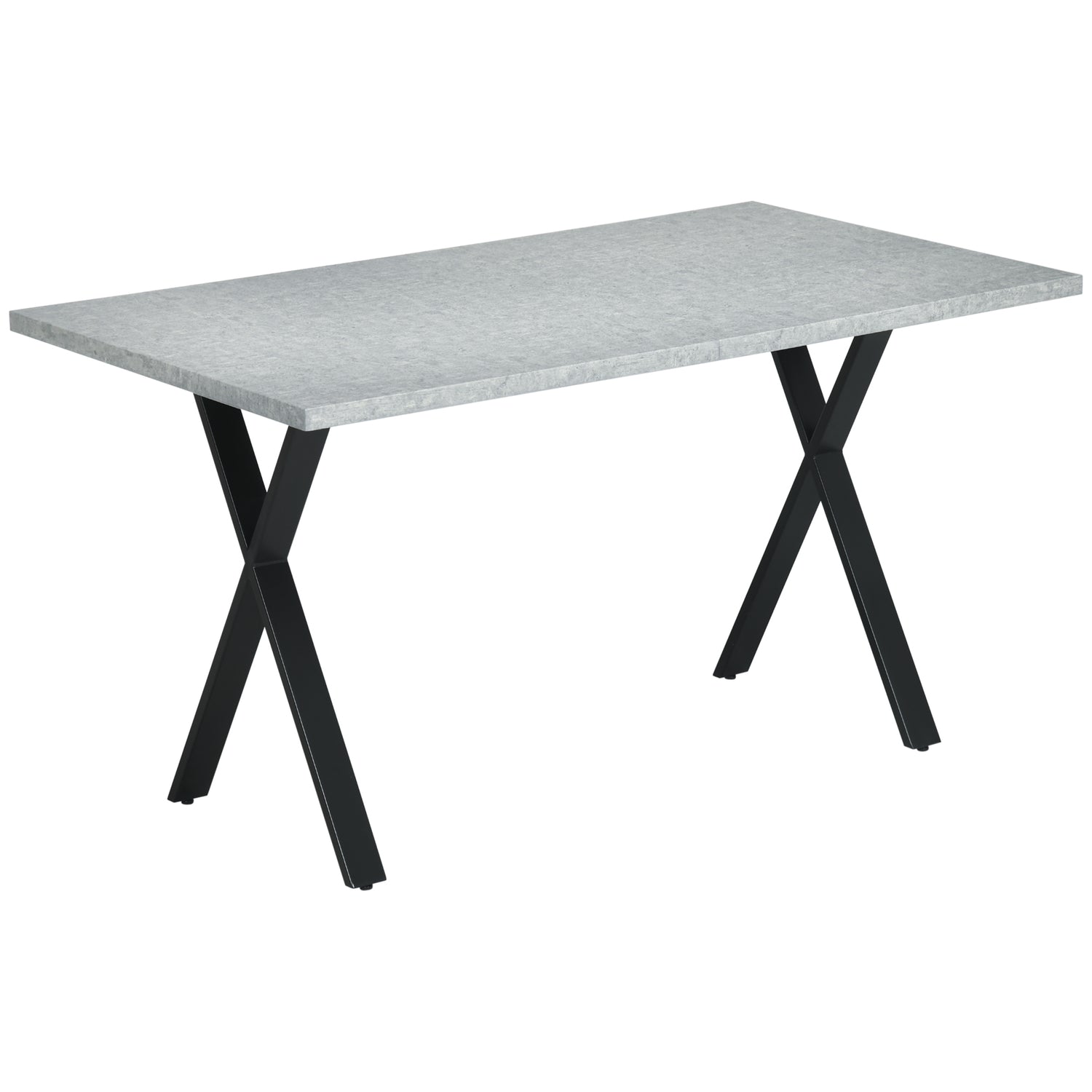 Eettafel in grijs steenlook voor 6 personen met stalen poten