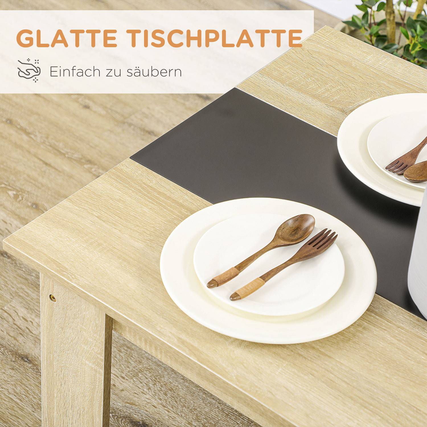 Eetset met 2 banken, ruimtebesparend eiken & zwart