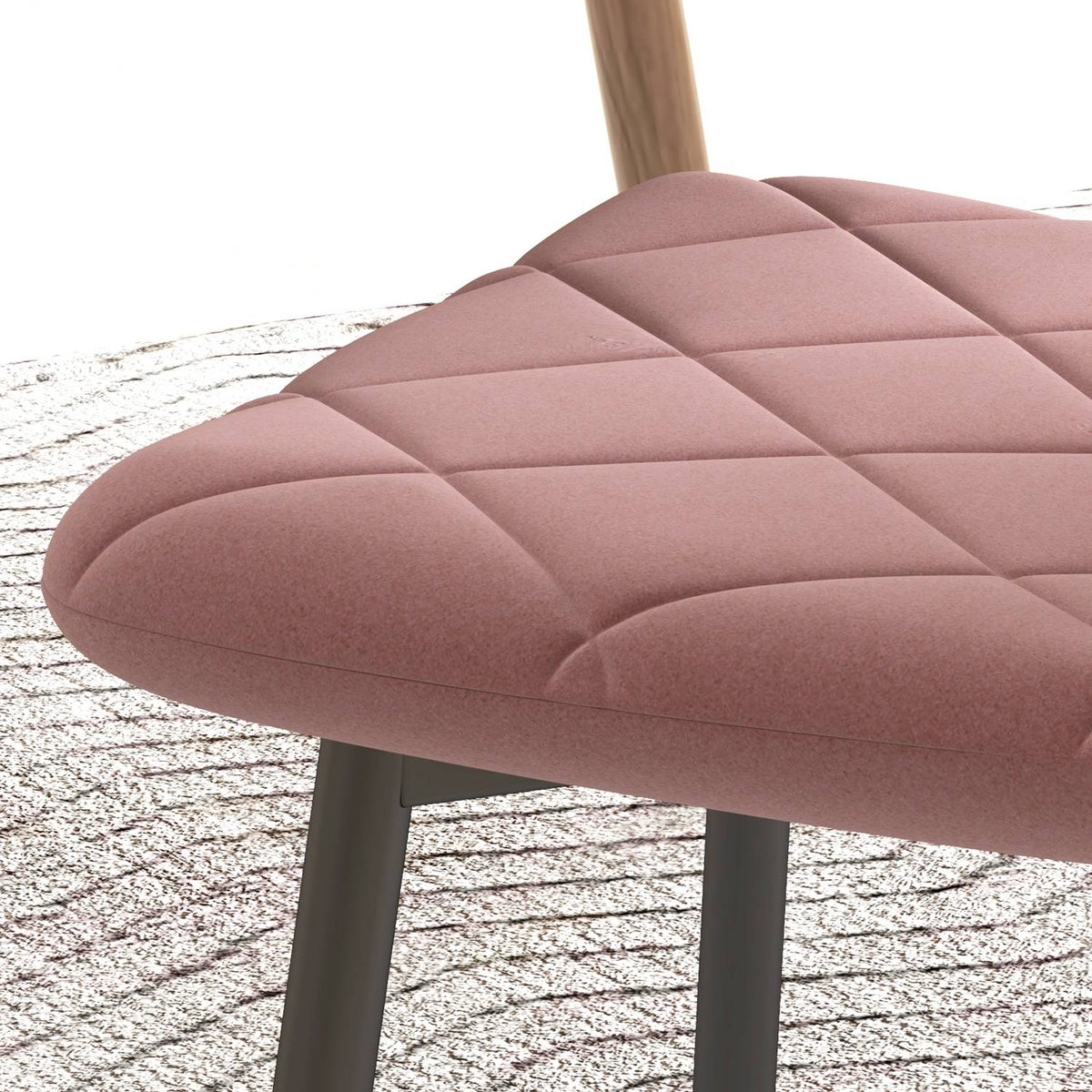 Eetkamerstoelen set van 4 keukenstoelen met rugleuning, fluweellook, fauteuil 45 x 54 x 87 cm roze