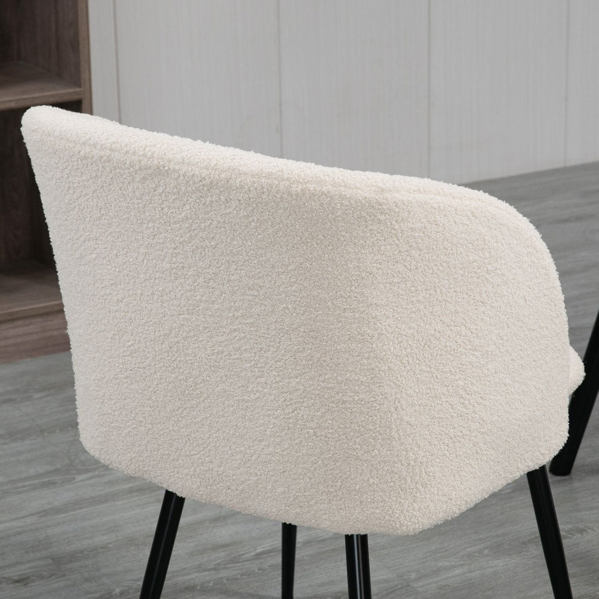 Eetkamerstoelen set van 2, gewatteerd, crèmewit, stalen poten