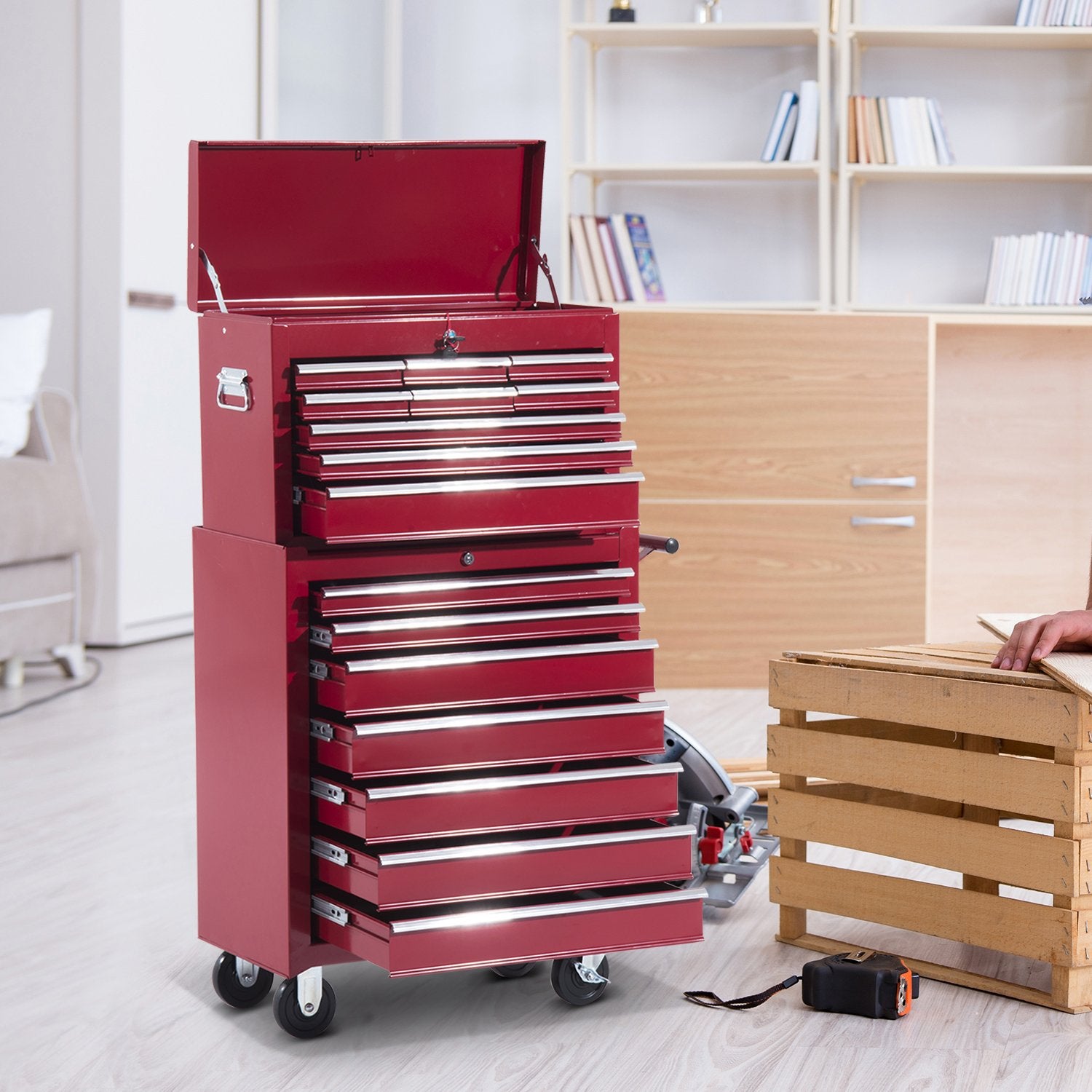 Metal Tool Trolley – Röd mobil verkstadsförvaring