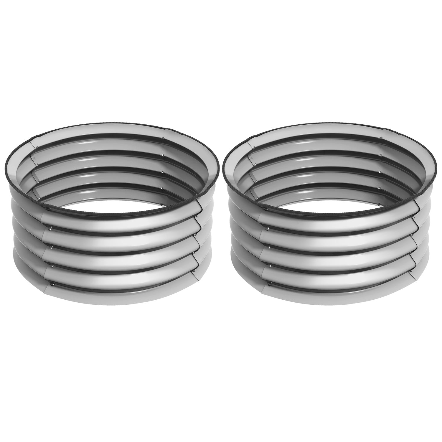 Aiuole rialzate in metallo, set da 2 – 60x60x30 cm, argento