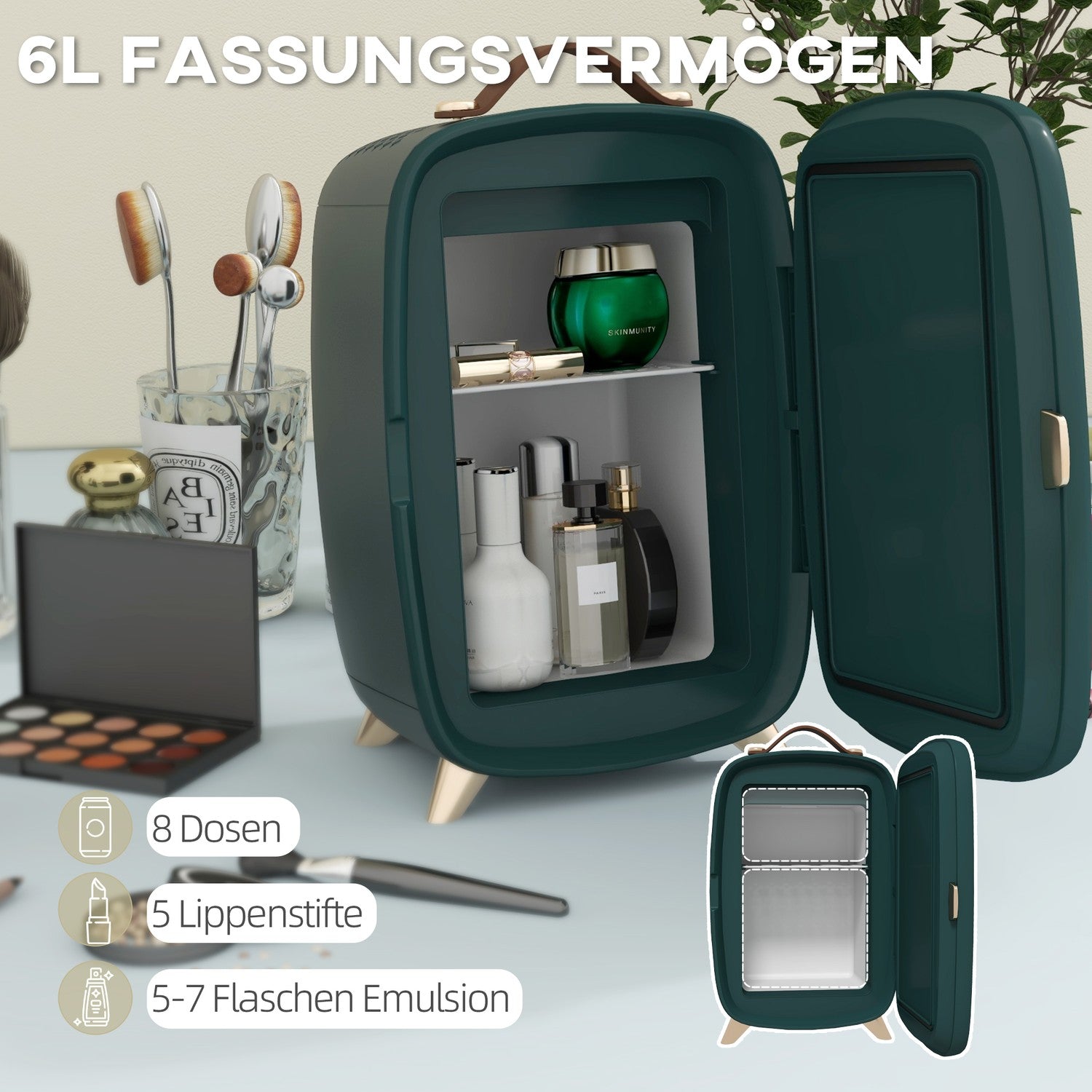Minikoelkast 6L met plank voor cosmetica en dranken