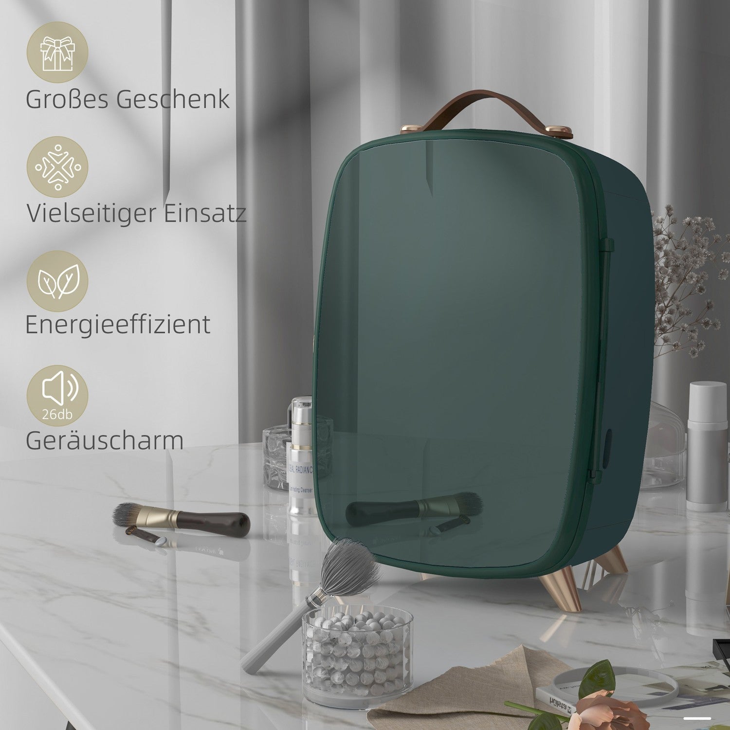 Minikoelkast 6L met plank voor cosmetica en dranken