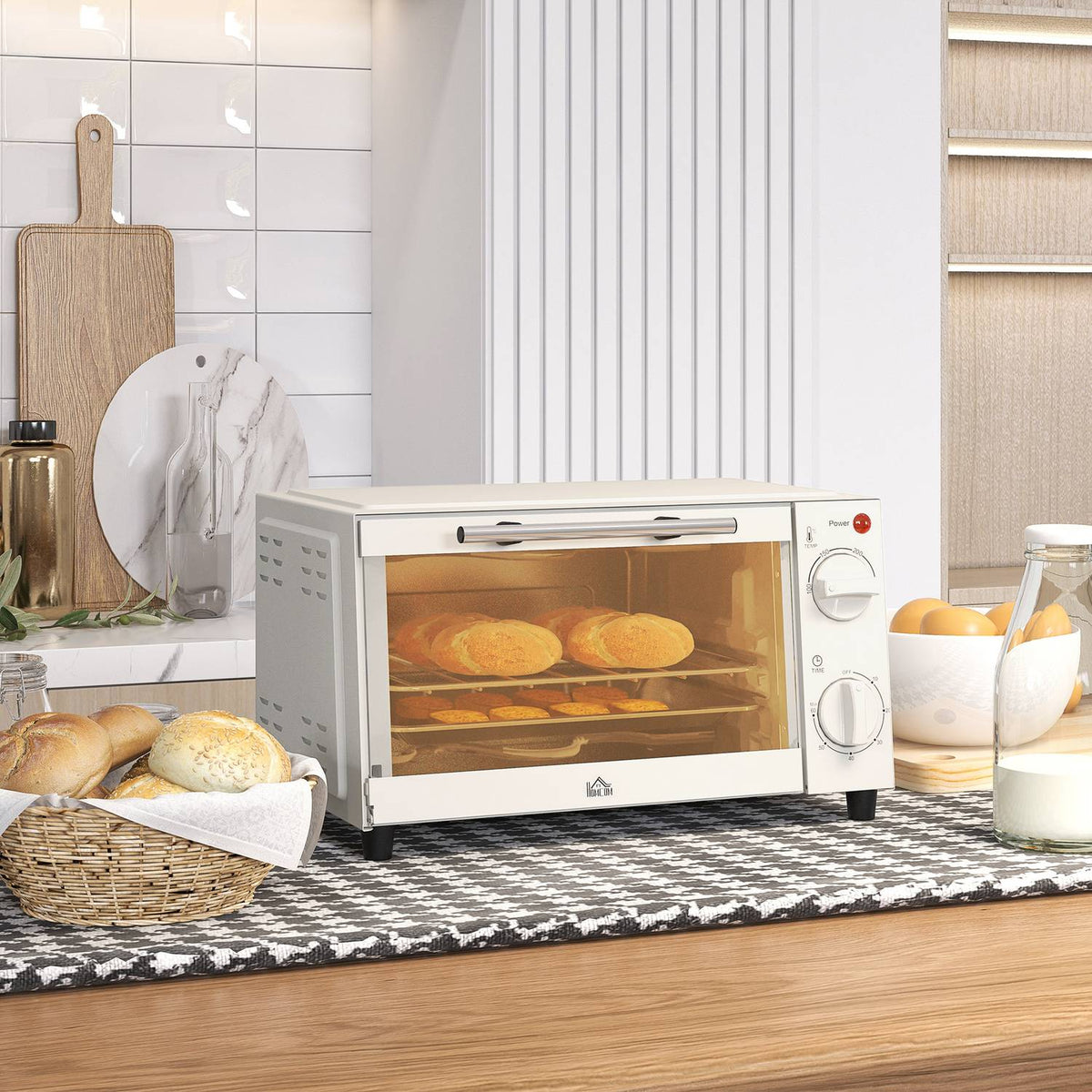 Minioven 9L – 750W, Timer, Instelbare Temperatuur, Crèmewit