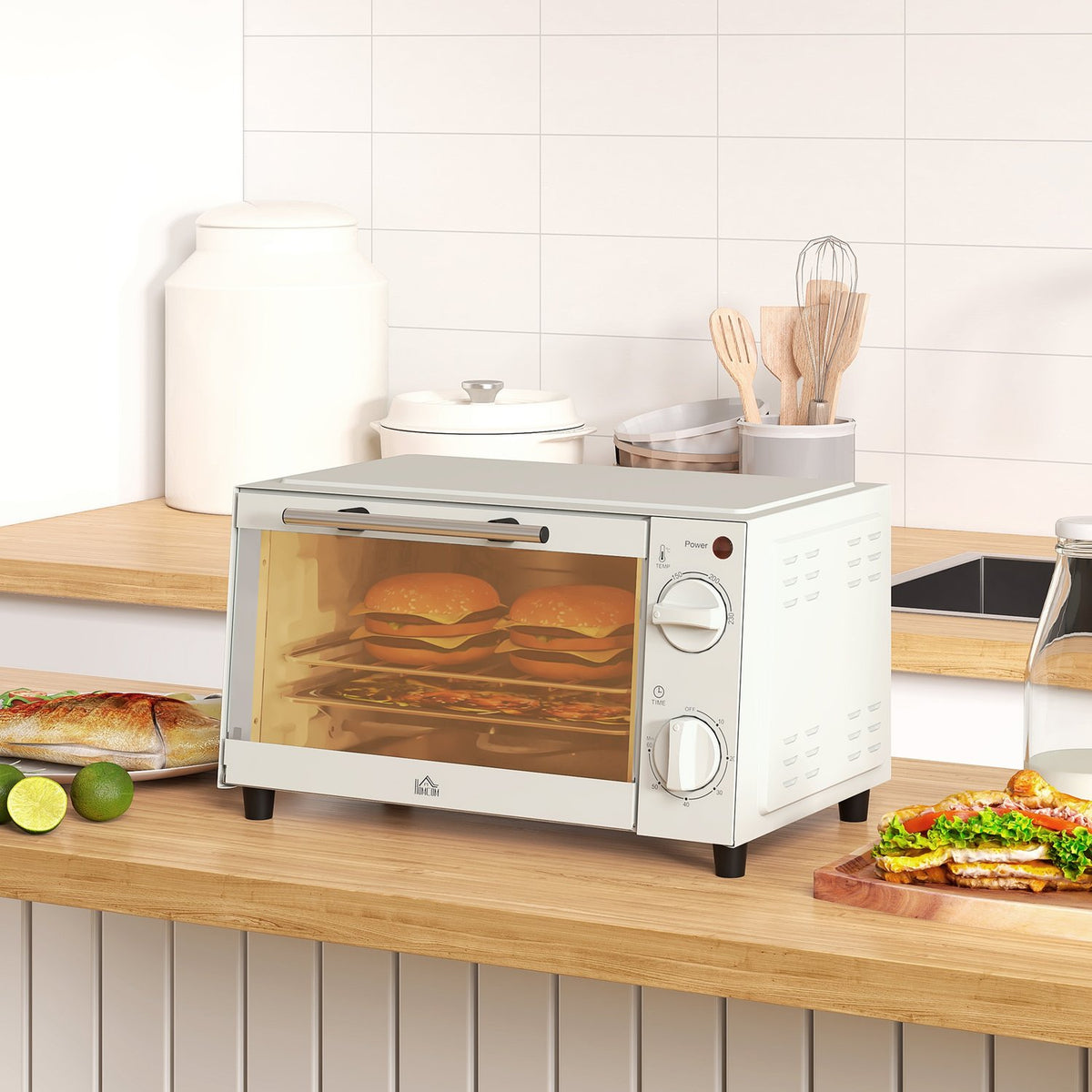 Minioven 9L – 750W, Timer, Instelbare Temperatuur, Crèmewit