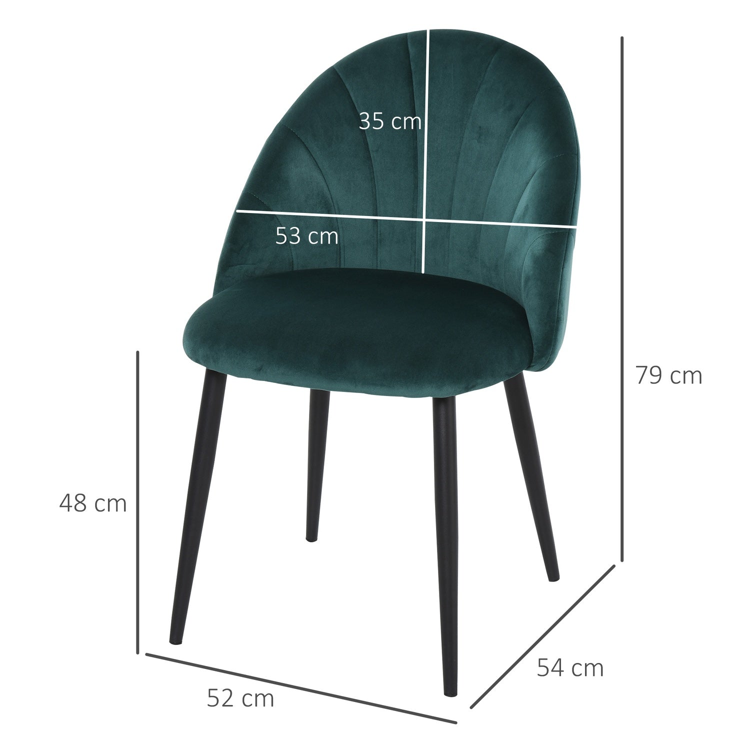 Moderne eetkamerstoelen van groen fluweel, set van 2, gestoffeerd