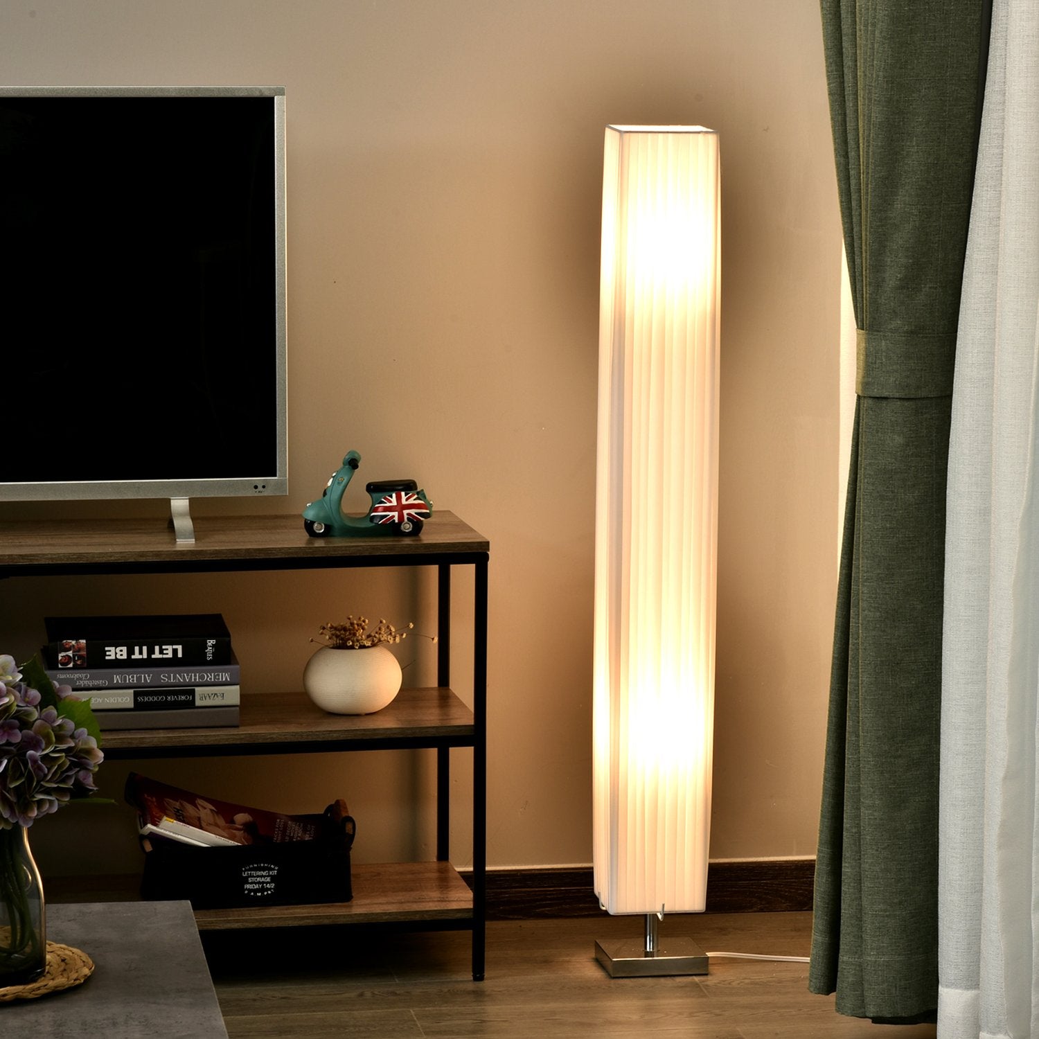 Moderne vloerlamp, wit roestvrij staal, E27 fitting