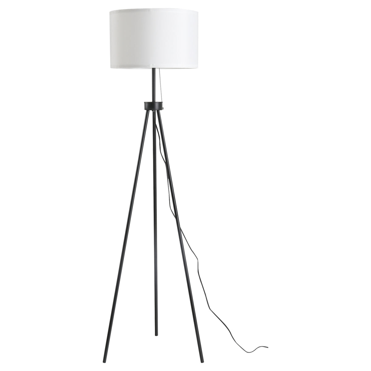 Moderne zwart-witte vloerlamp E27, staal en polyester