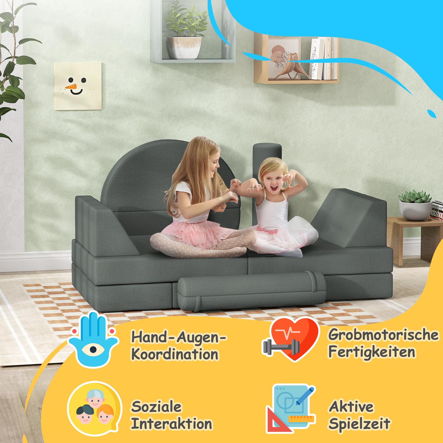 Modulaire schuimspeelbank voor peuters – 14-delige set