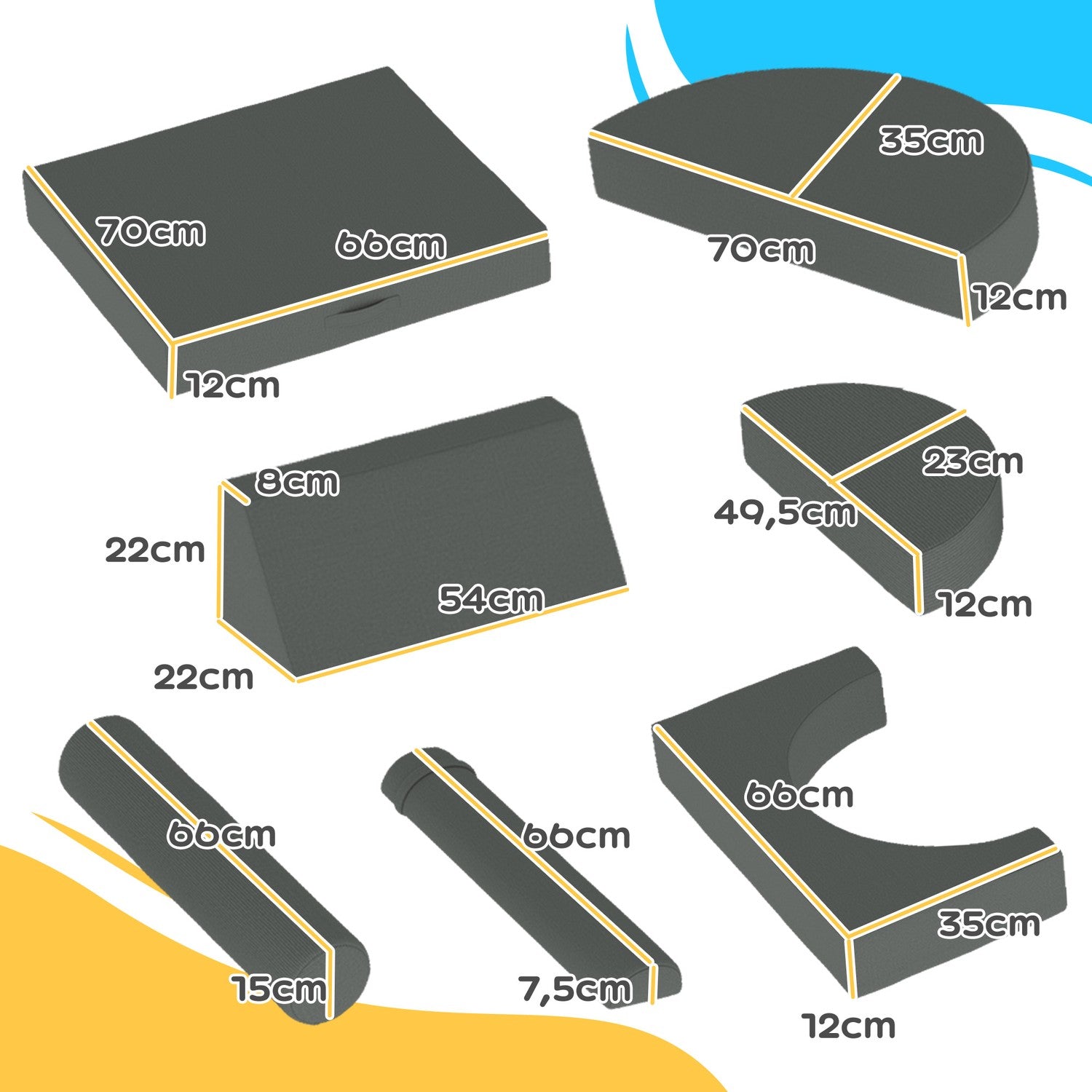 Modulaire schuimspeelbank voor peuters – 14-delige set