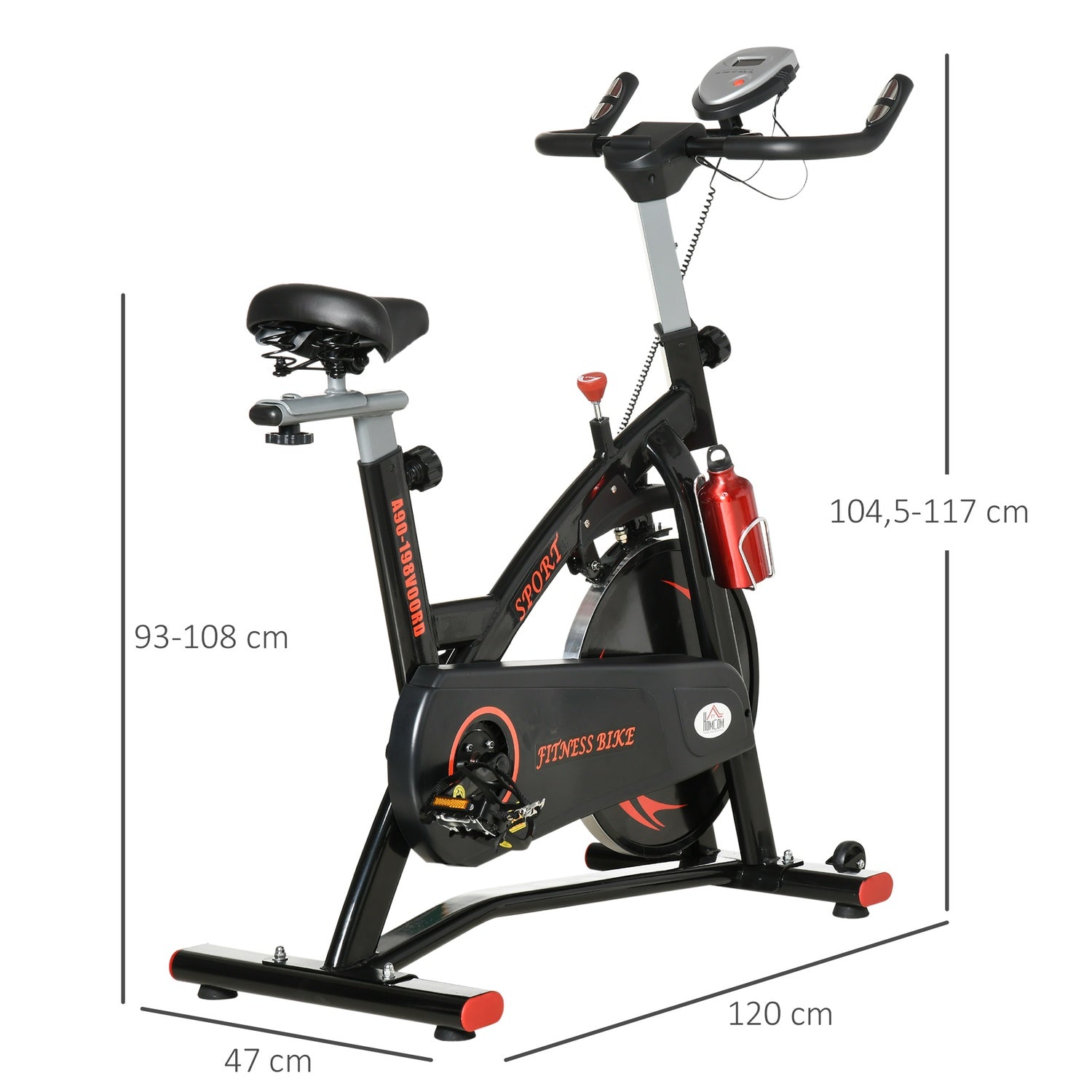 Hometrainer met vliegwiel van 10 kg en lcd-display
