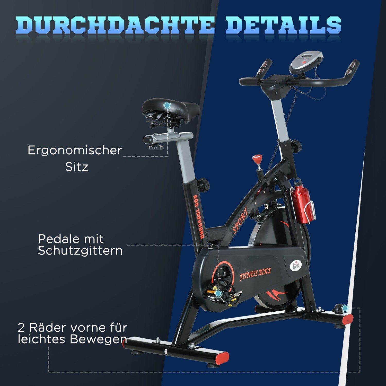 Hometrainer met vliegwiel van 10 kg en lcd-display