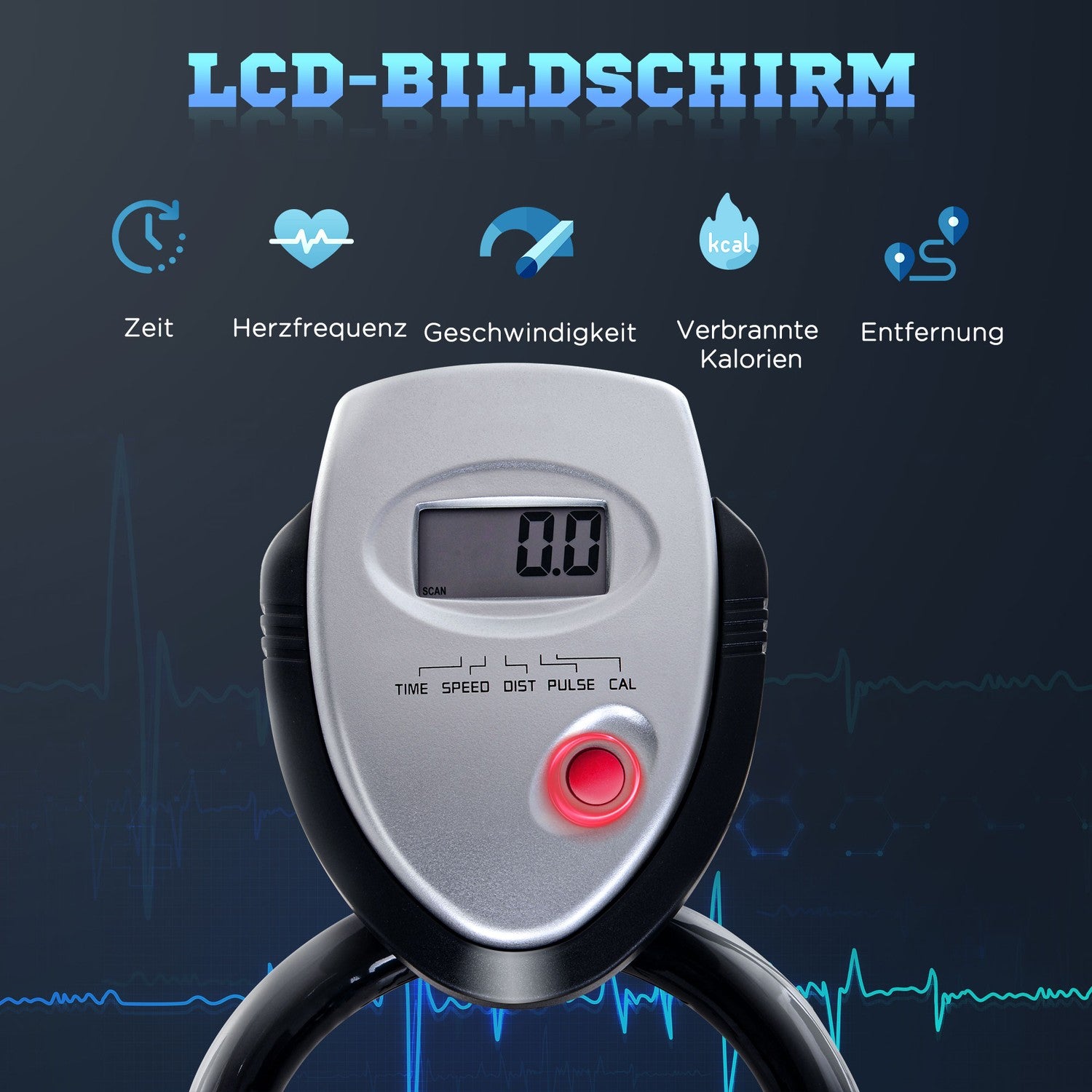Hometrainer met vliegwiel van 10 kg en lcd-display
