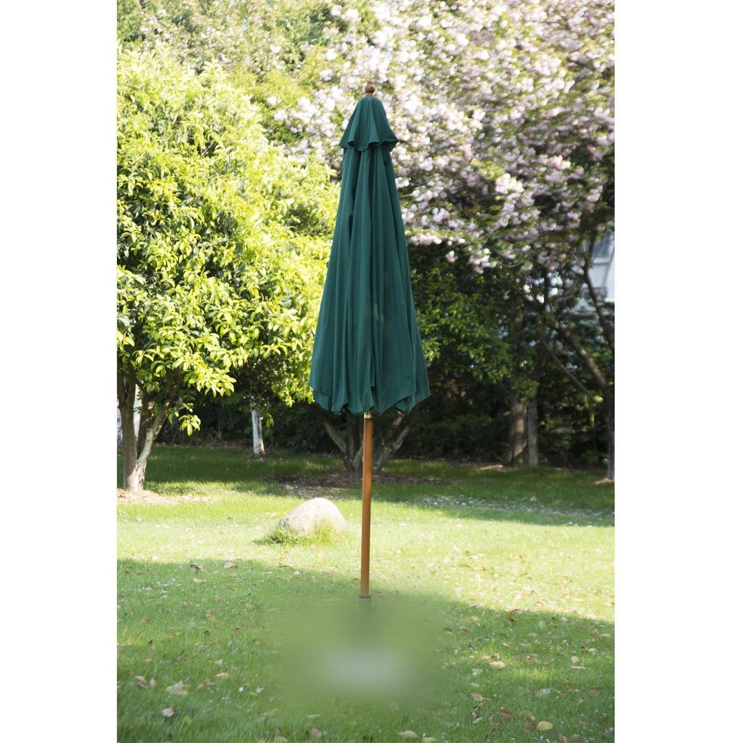 Donkergroene houten tuinpaddestoelparasol, 2,5M
