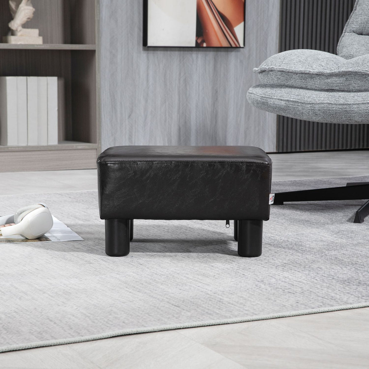 Ottomaans kunstleren voetenbankje, rechthoekig, draagvermogen 100 kg