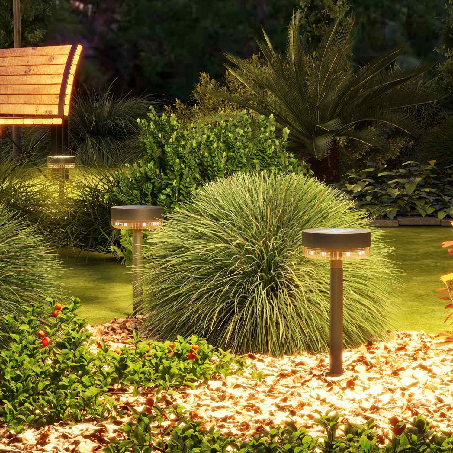 Verpakking met 3 Solar Tuinlampen, warmwit, IP65 waterdicht