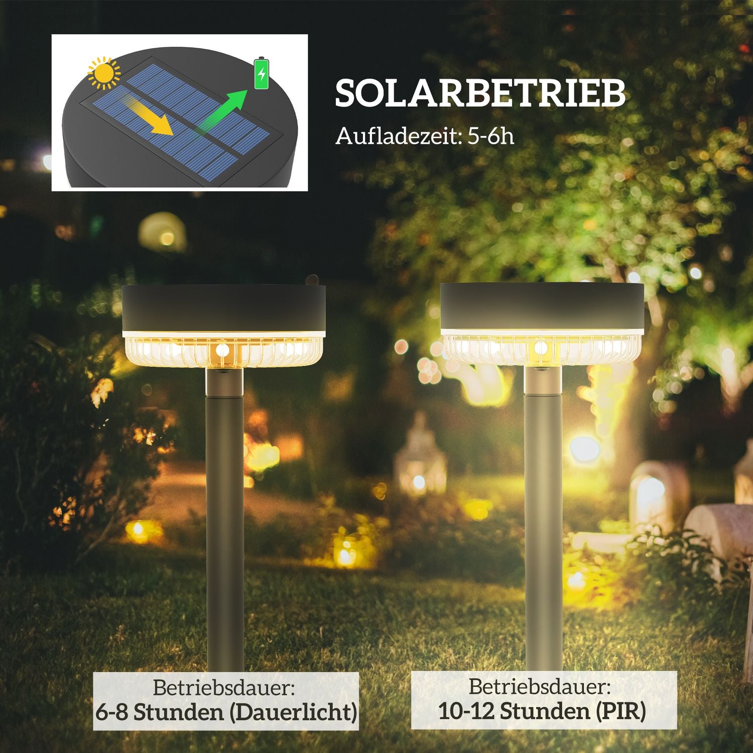 Verpakking met 3 Solar Tuinlampen, warmwit, IP65 waterdicht