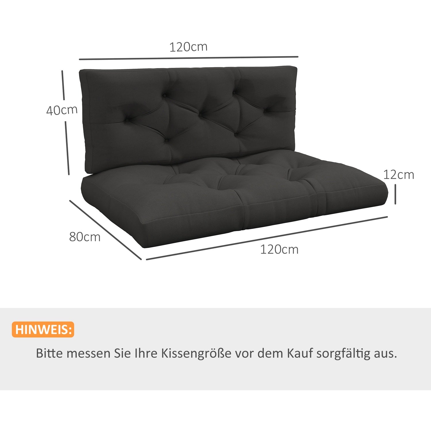 Palletkussen set - UV-beschermd, donkergrijs, 2-pack