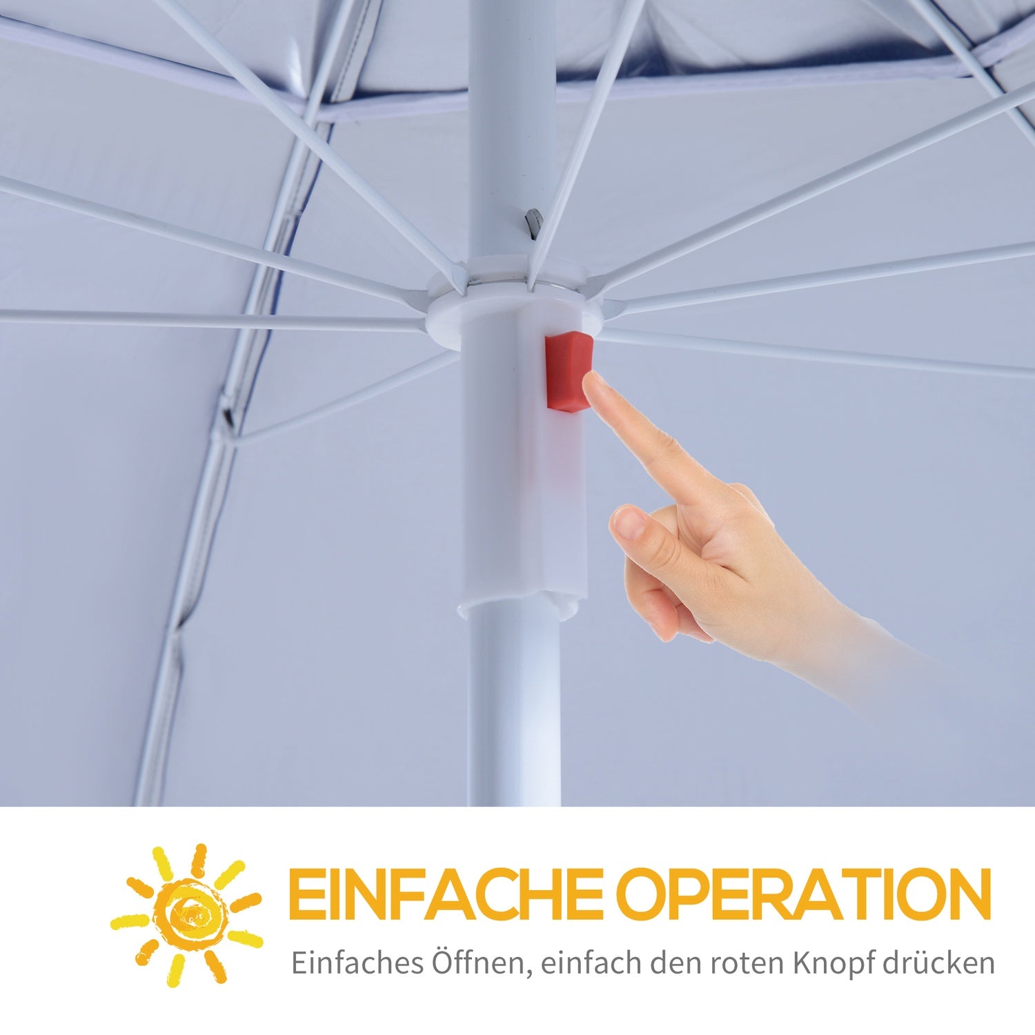 Parasol & beschutting met windscherm, blauw, 210cm